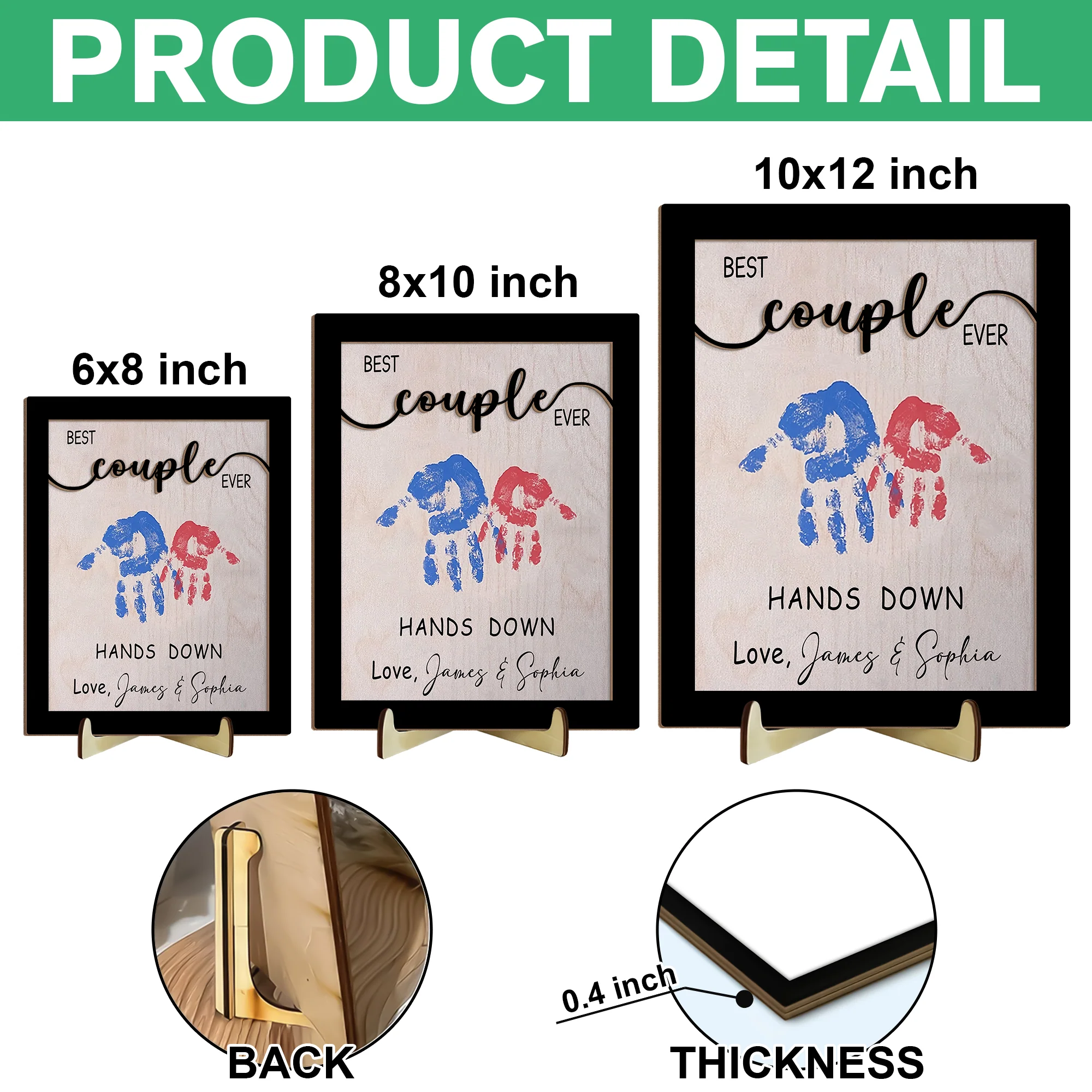 Personalized Best Couple Ever 2-Layered Wooden Plaque With Stand Valentine's Day TH10 896959 - Image 7