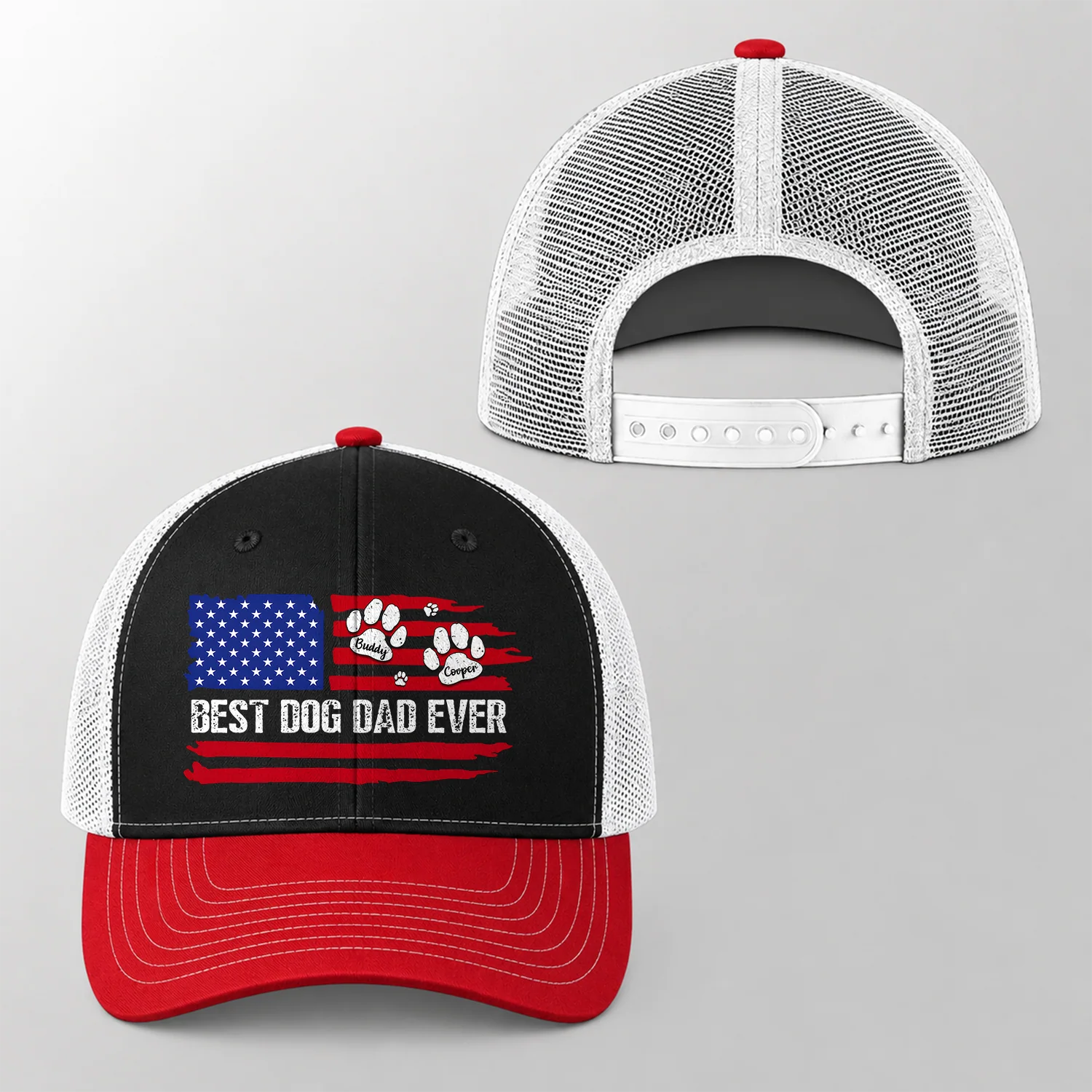 Personalized Best Dog Dad, Dog Mom Ever America Flag Trucker Hat For Dog Lover TH10 170267 - Image 5