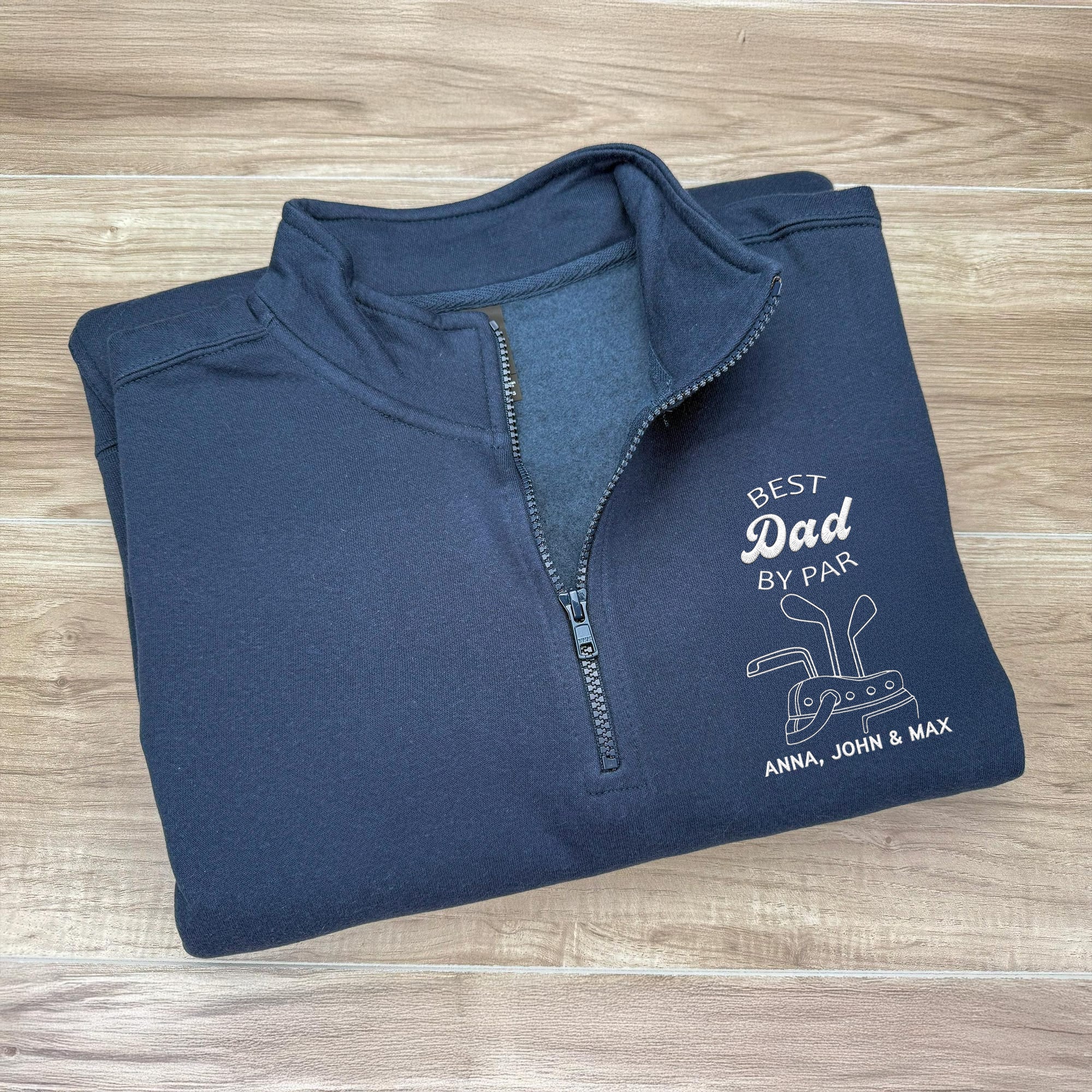 Personalized Best Grandpa By Par, Custom Golf Grandpa With Grandkids' Names Embroidered Golf Quarter Zip Sweater TH10 898171 - Image 5
