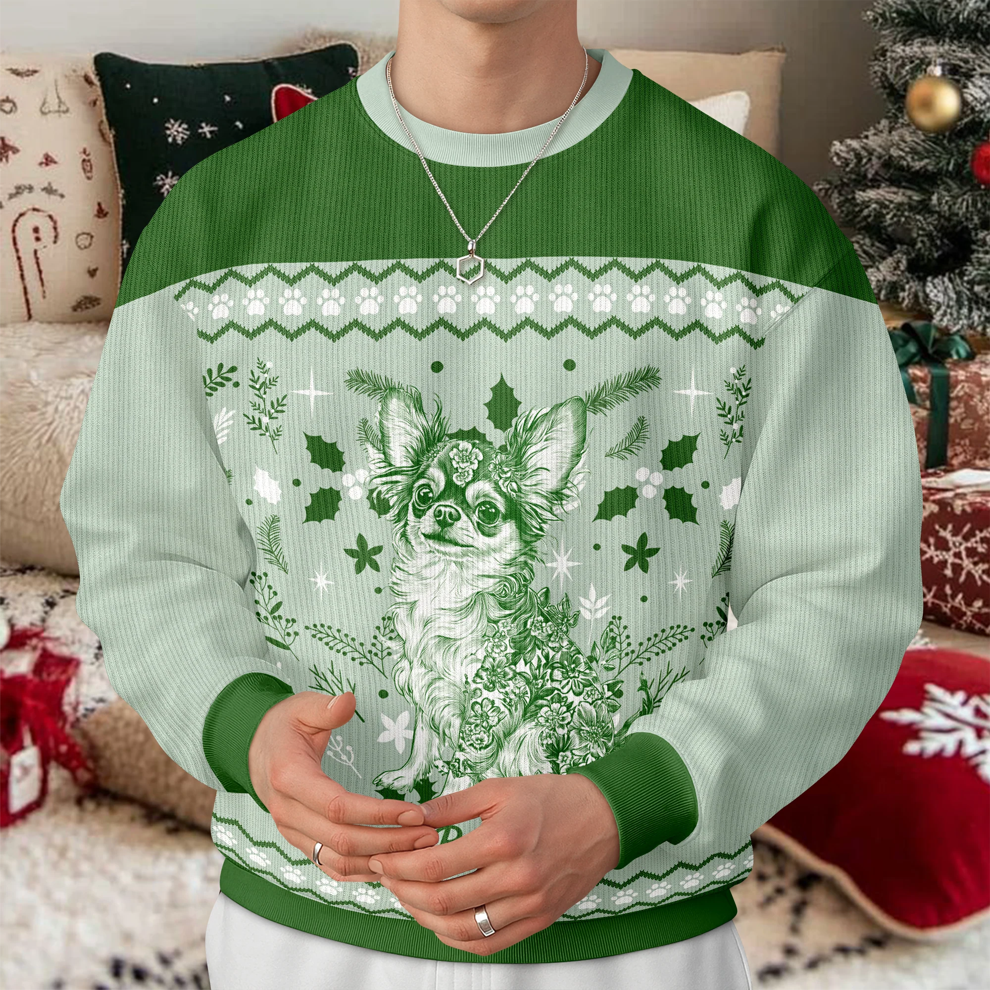 Personalized Chinoiserie Toile De Jouy Dog Ugly Sweater TH10 896041 - Image 2