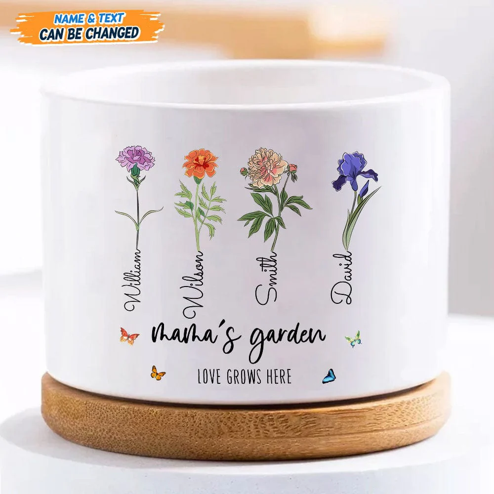 Personalized Custom Name And Flower Branches Family Plant Pot T368 889455 - Image 2