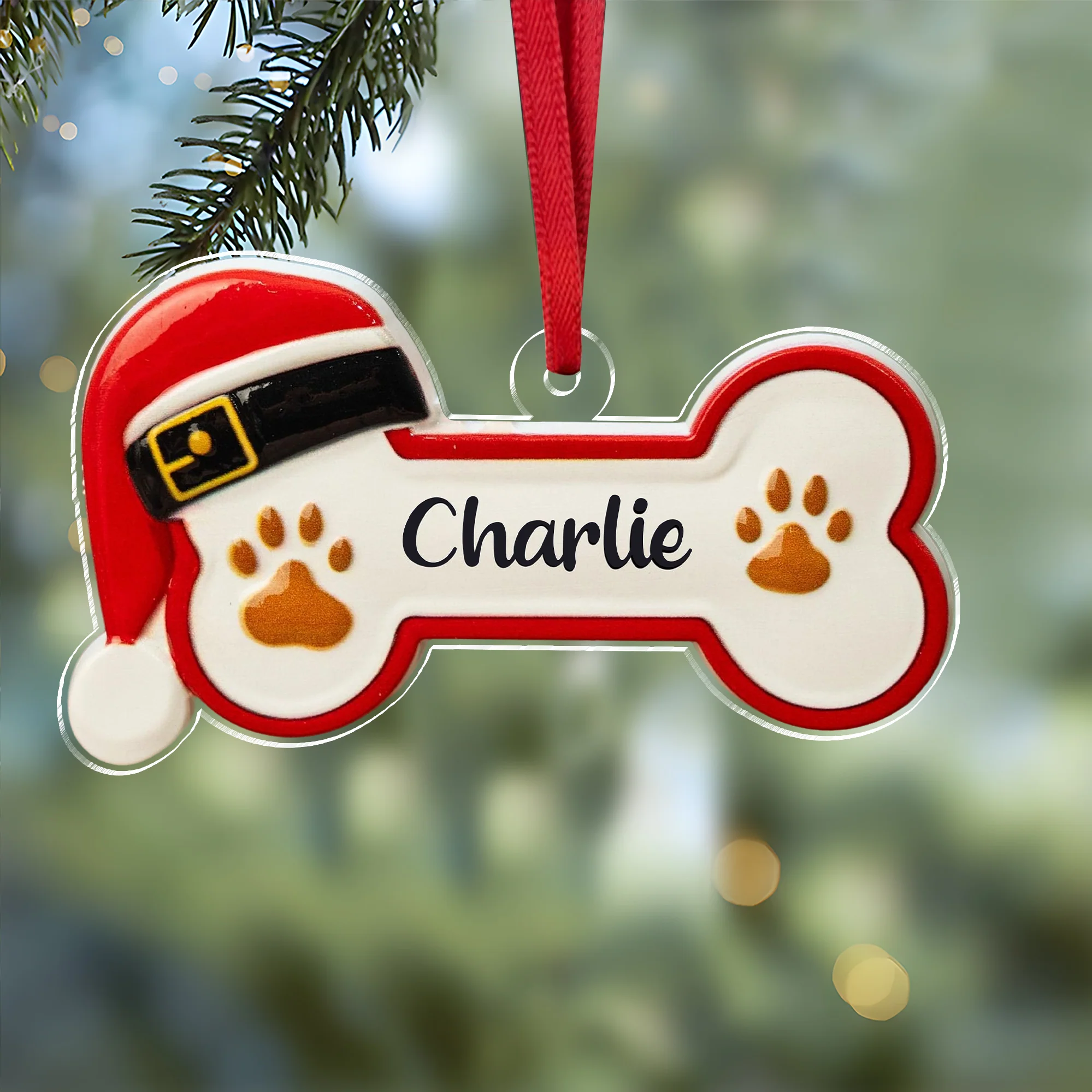 Personalized Custom Name Dog Bone With Santa Hat Acrylic Ornament TH10 896635 - Image 4