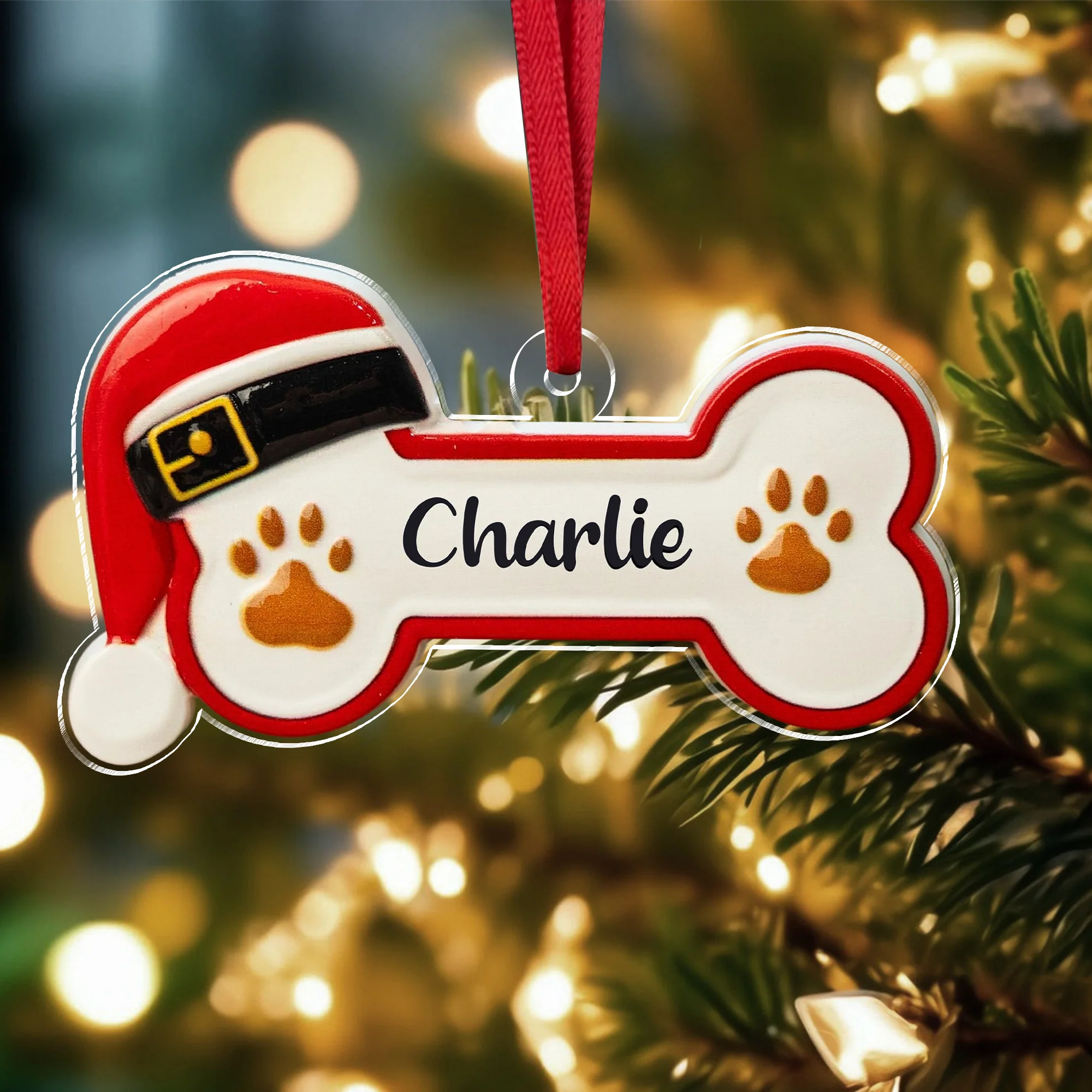Personalized Custom Name Dog Bone With Santa Hat Acrylic Ornament TH10 896635 - Image 6