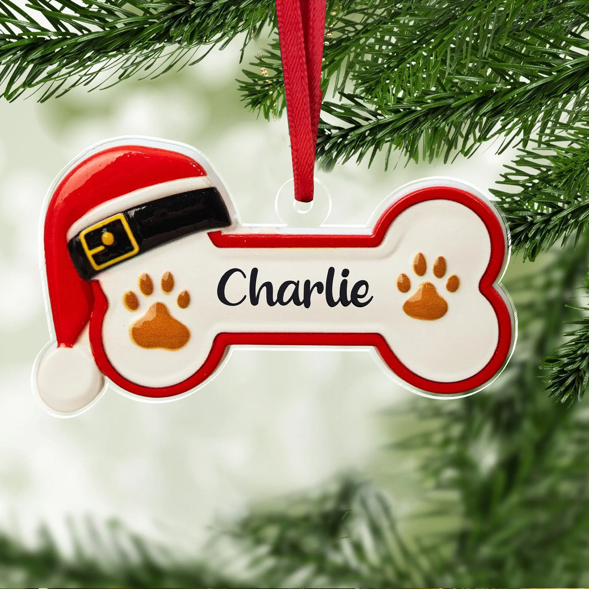 Personalized Custom Name Dog Bone With Santa Hat Acrylic Ornament TH10 896635 - Image 7