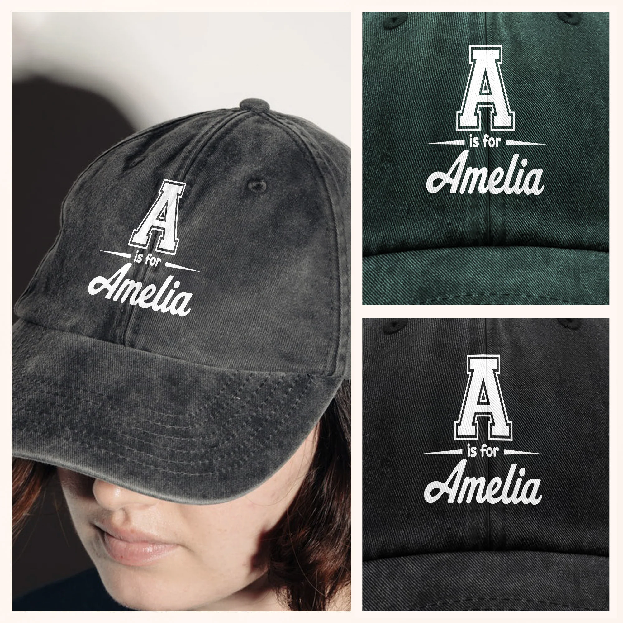 Personalized Custom Name On Washed Denim Baseball Cap TH10 896169 - Image 8
