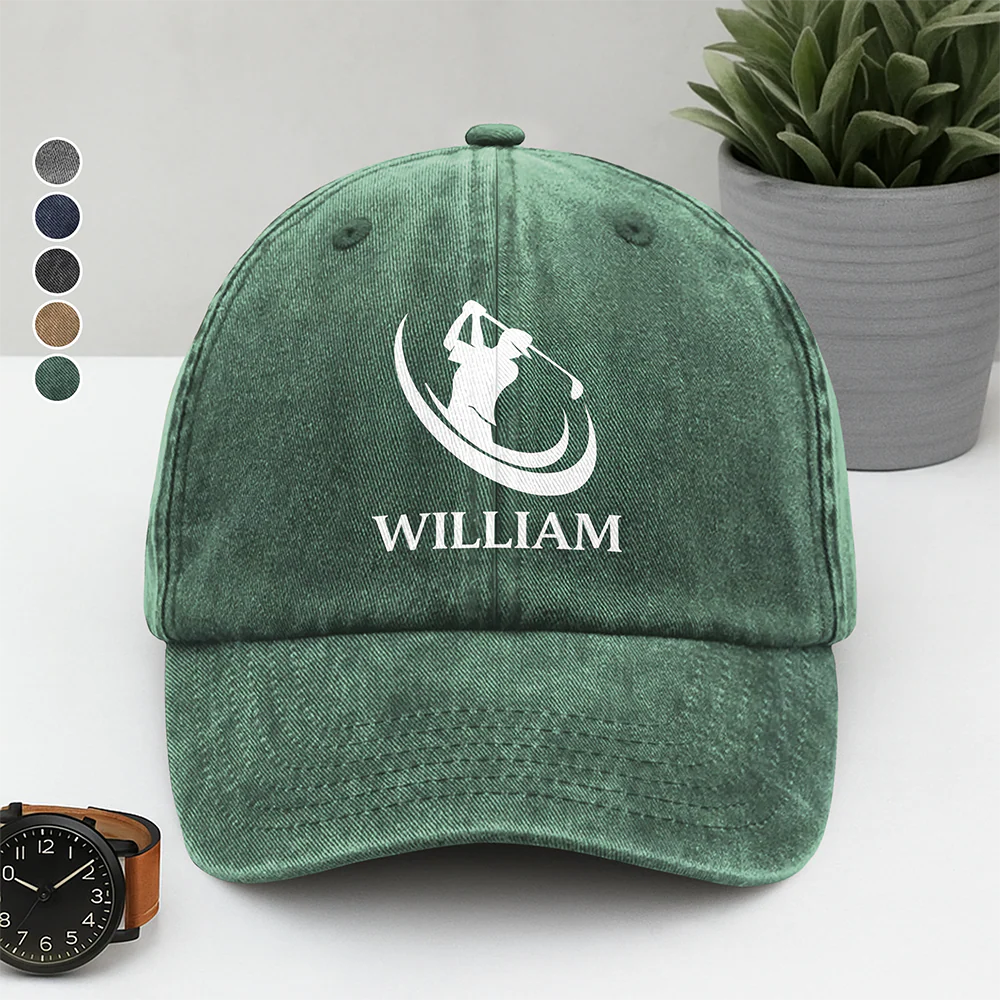 Personalized Custom Name Washed Denim Baseball Cap For Golf Lover TH10 898147 - Image 4