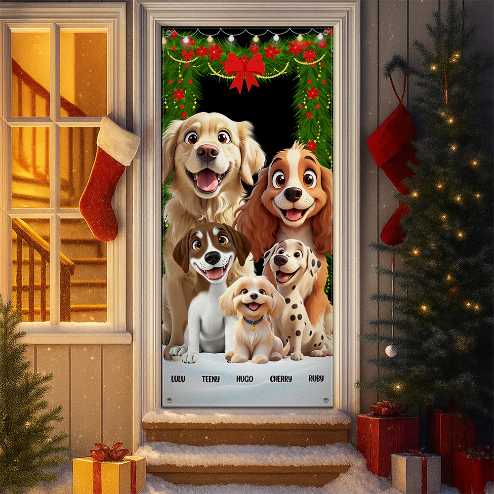 Personalized Dog Clipart Door Cover For Dog Lover TH10 896565 - Image 2
