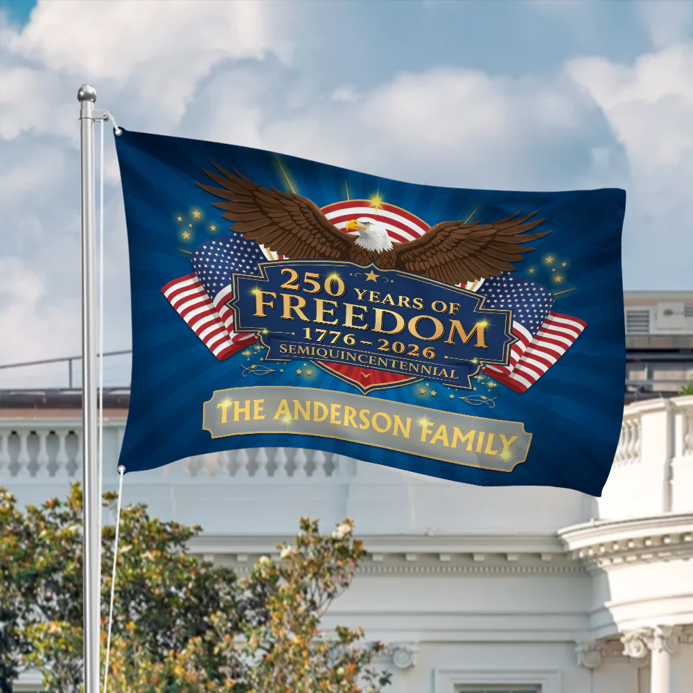 Personalized Family Name 250 Years Of Freedom Semiquincentennial Banner House Flag TH10 898423 - Image 2