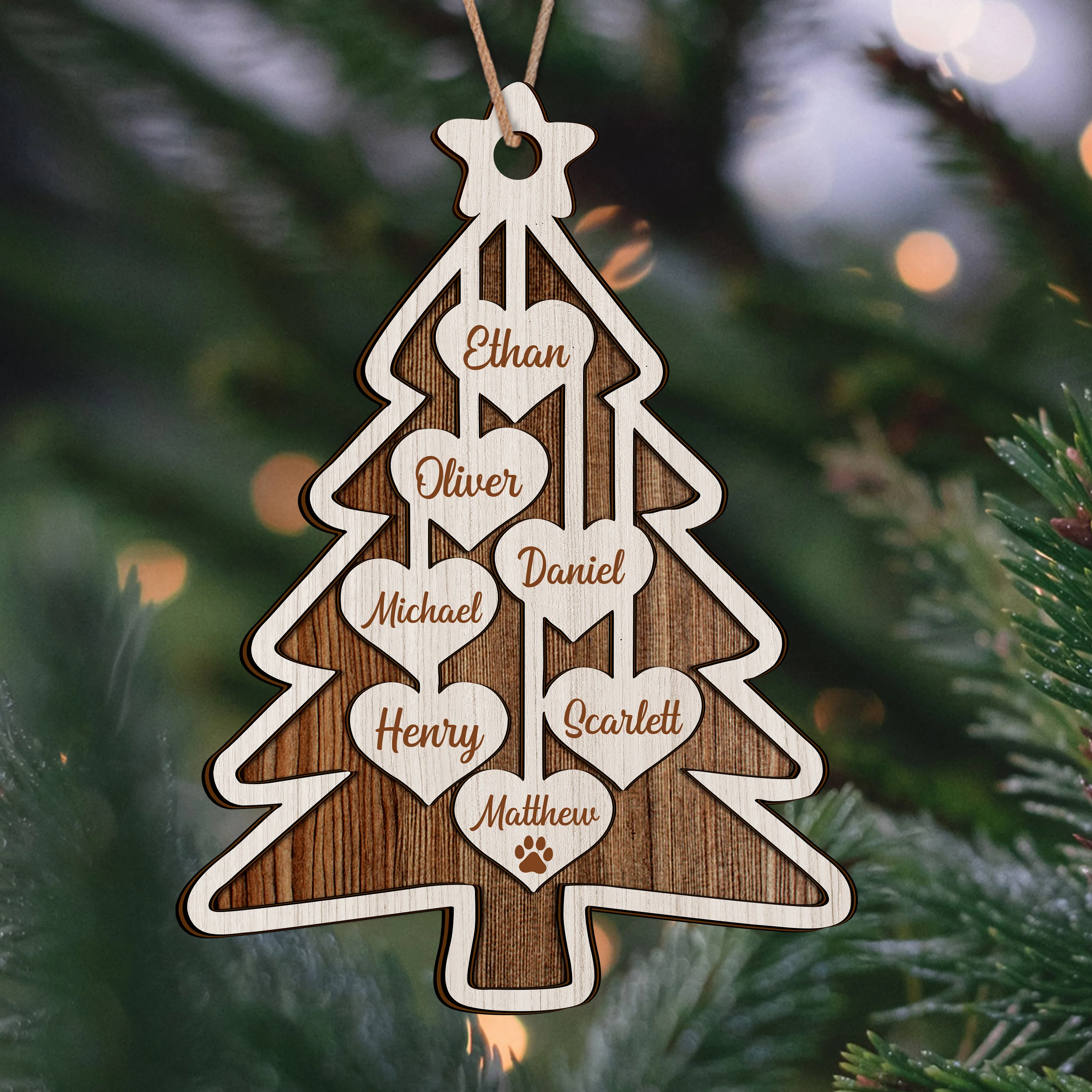 Personalized Family Name Christmas Layer Wood Ornament Gift For Family TH10 896481 - Image 4