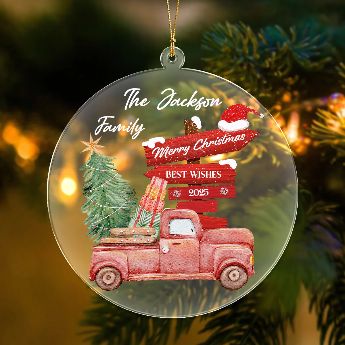 Personalized Family Name Merry Christmas Best Wishes Acrylic Ornament TH10 896317 - Image 6