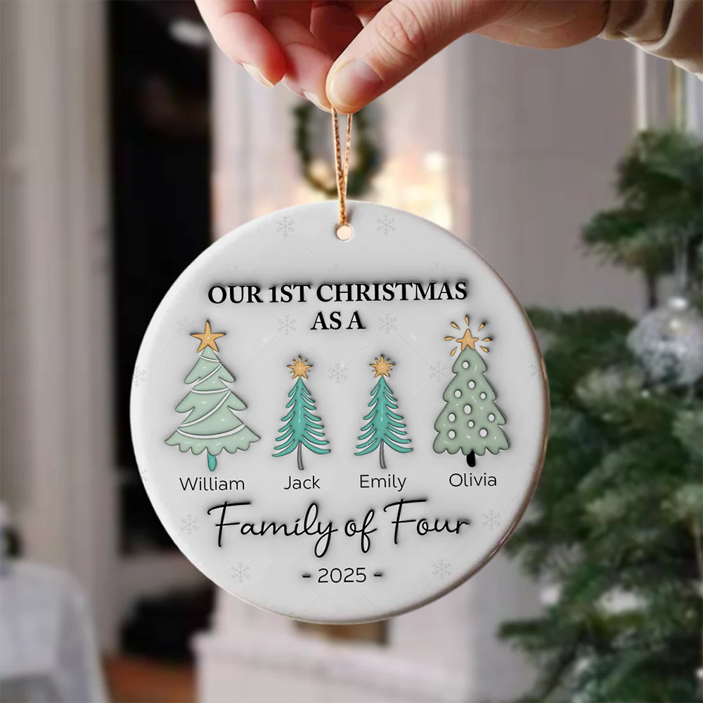 Personalized First Christmas As A Family Ceramic Ornament For Christmas TH10 894985 - Image 4