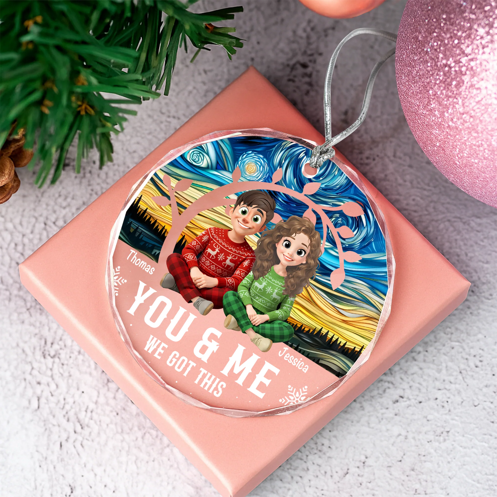 Personalized Forever You And Me Christmas Glass Ornament TH10 896477 - Image 8