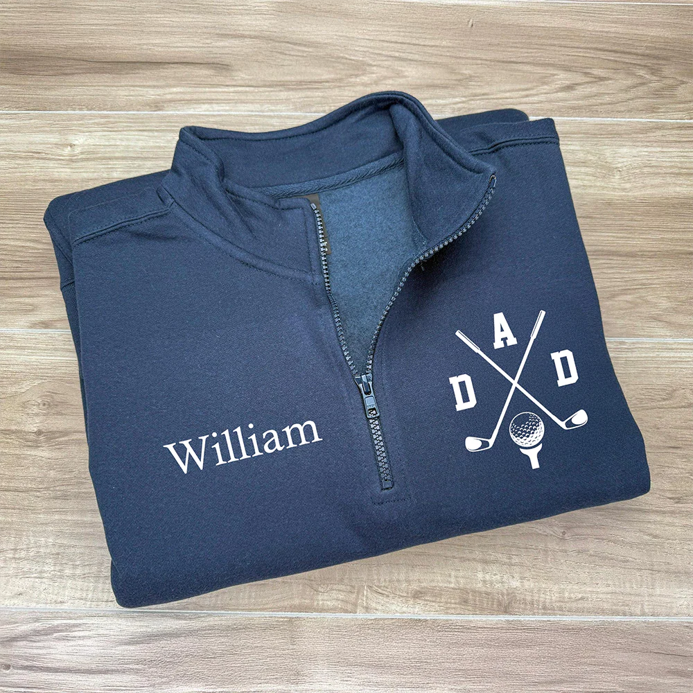 Personalized Golf Dad Printed Quarter Zip, Custom Name Printed Golf Pullover for Dads TH10 898157 - Image 5