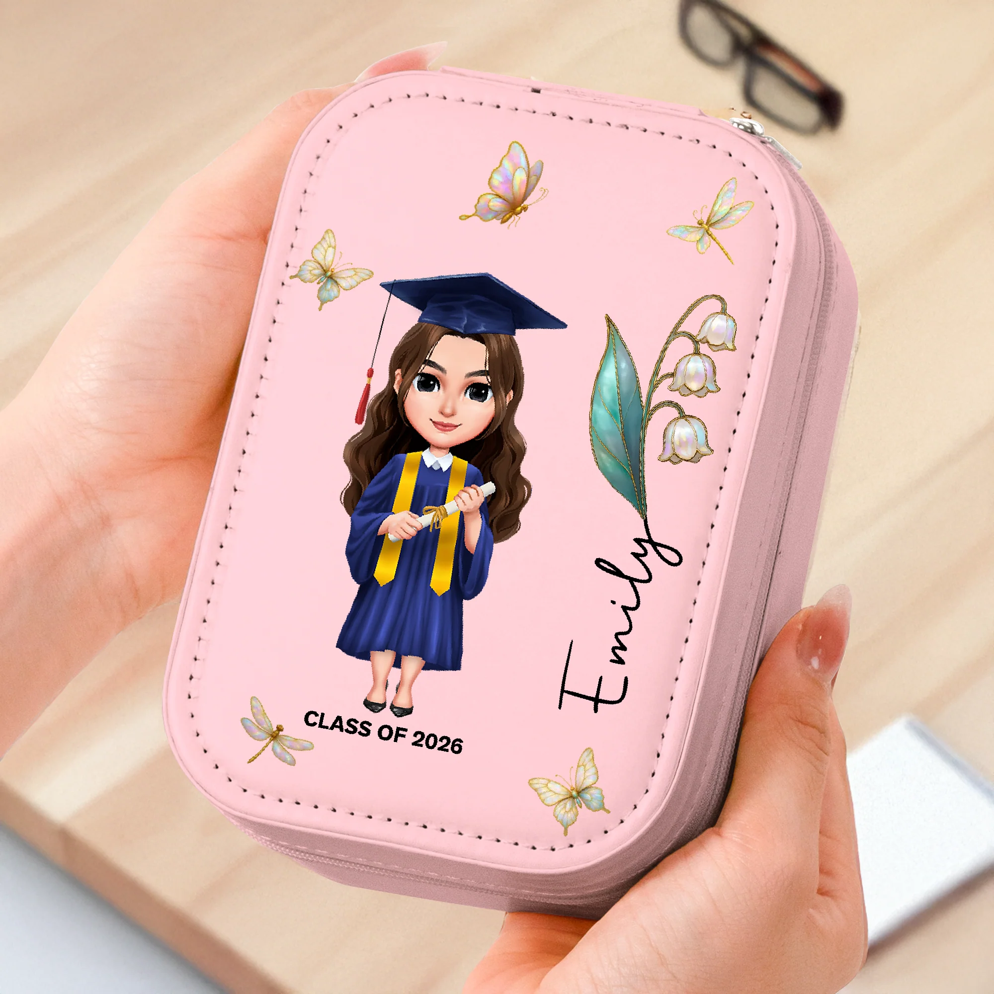 Personalized Graduation Girl With Flower On Makeup Box With LED TH10 896595 - Image 5