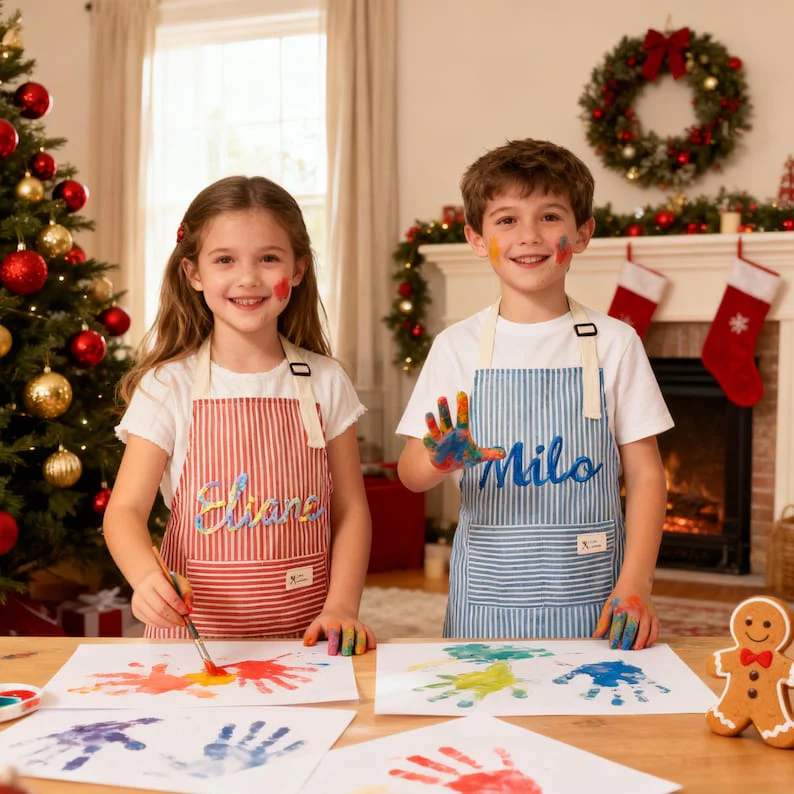 Personalized Hand-Embroidered Apron With Pocket,Gift for mom,Mother's day Gift TH10 898117 - Image 7