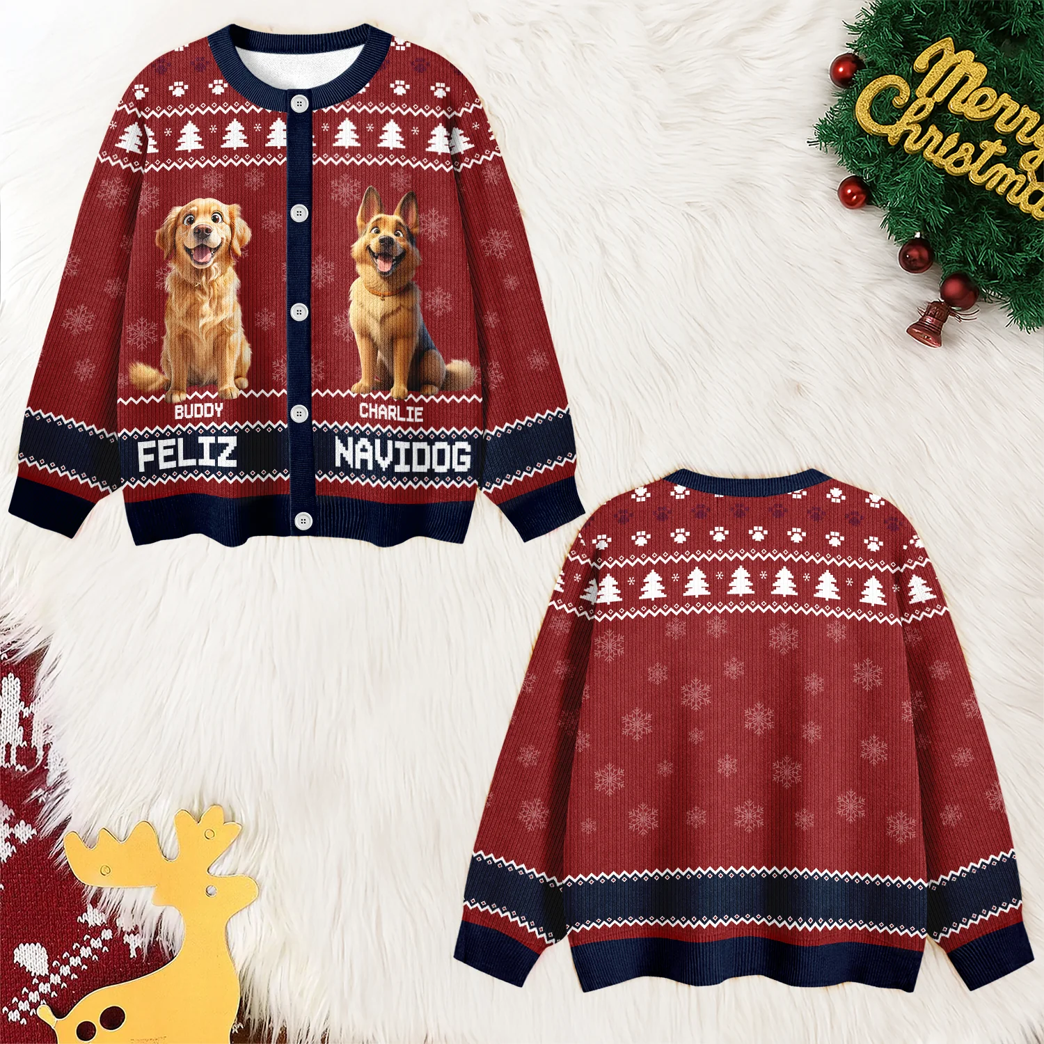 Personalized Happy Pawlidays Christmas Ugly Cardigan For Dog Lover TH10 896347 - Image 4