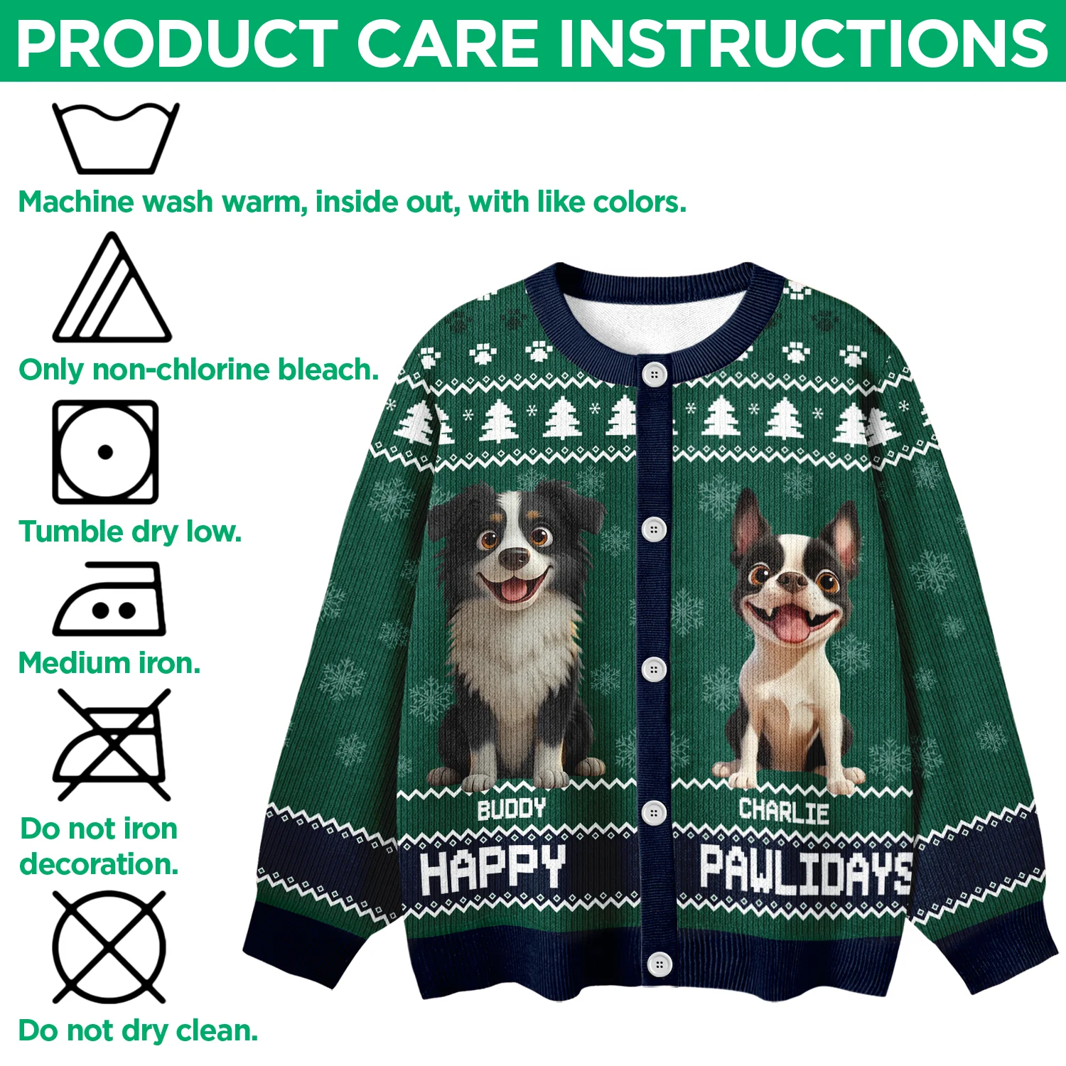 Personalized Happy Pawlidays Christmas Ugly Cardigan For Dog Lover TH10 896347 - Image 6