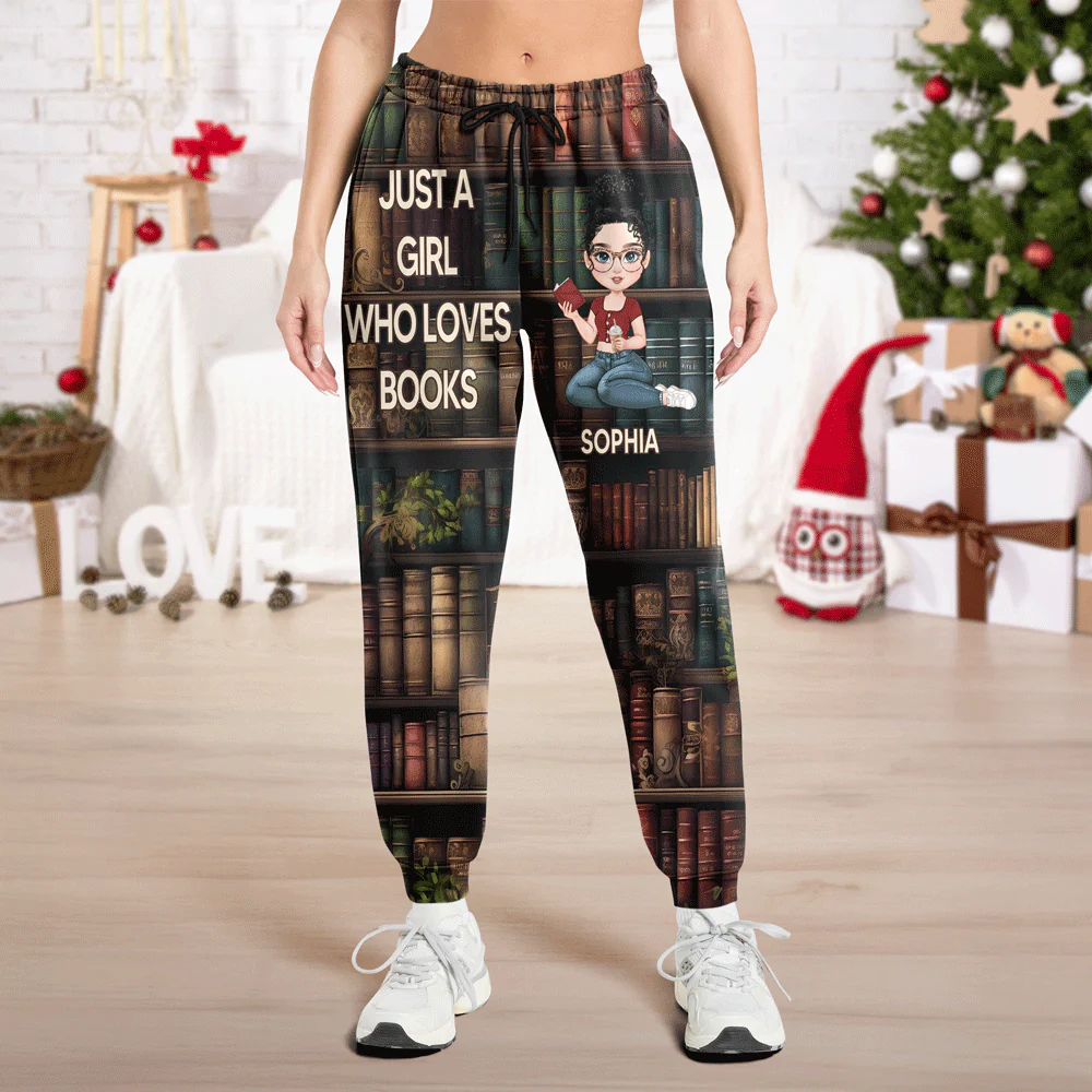 Personalized Just A Girl Who Loves Book Sweatpants TH10 896245 - Image 3