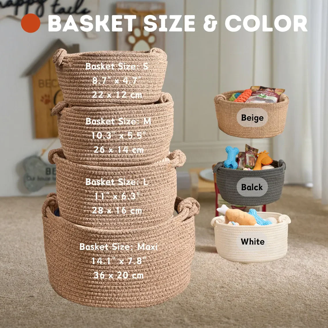 Personalized Pet Toy Basket – Custom Woven Storage Basket With Name TH10 170345 - Image 2