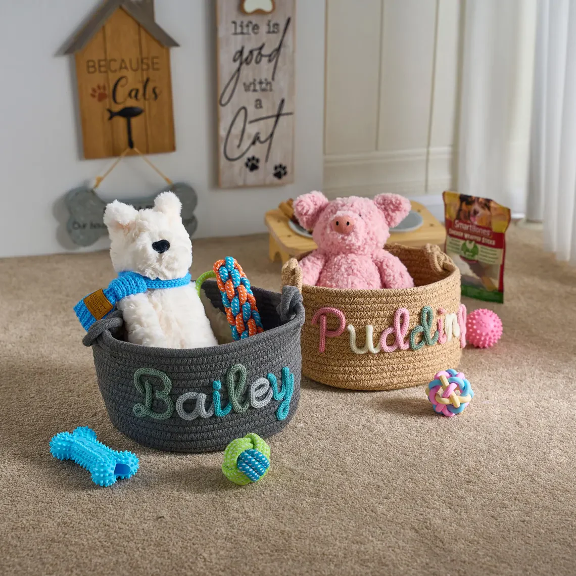 Personalized Pet Toy Basket – Custom Woven Storage Basket With Name TH10 170345 - Image 7