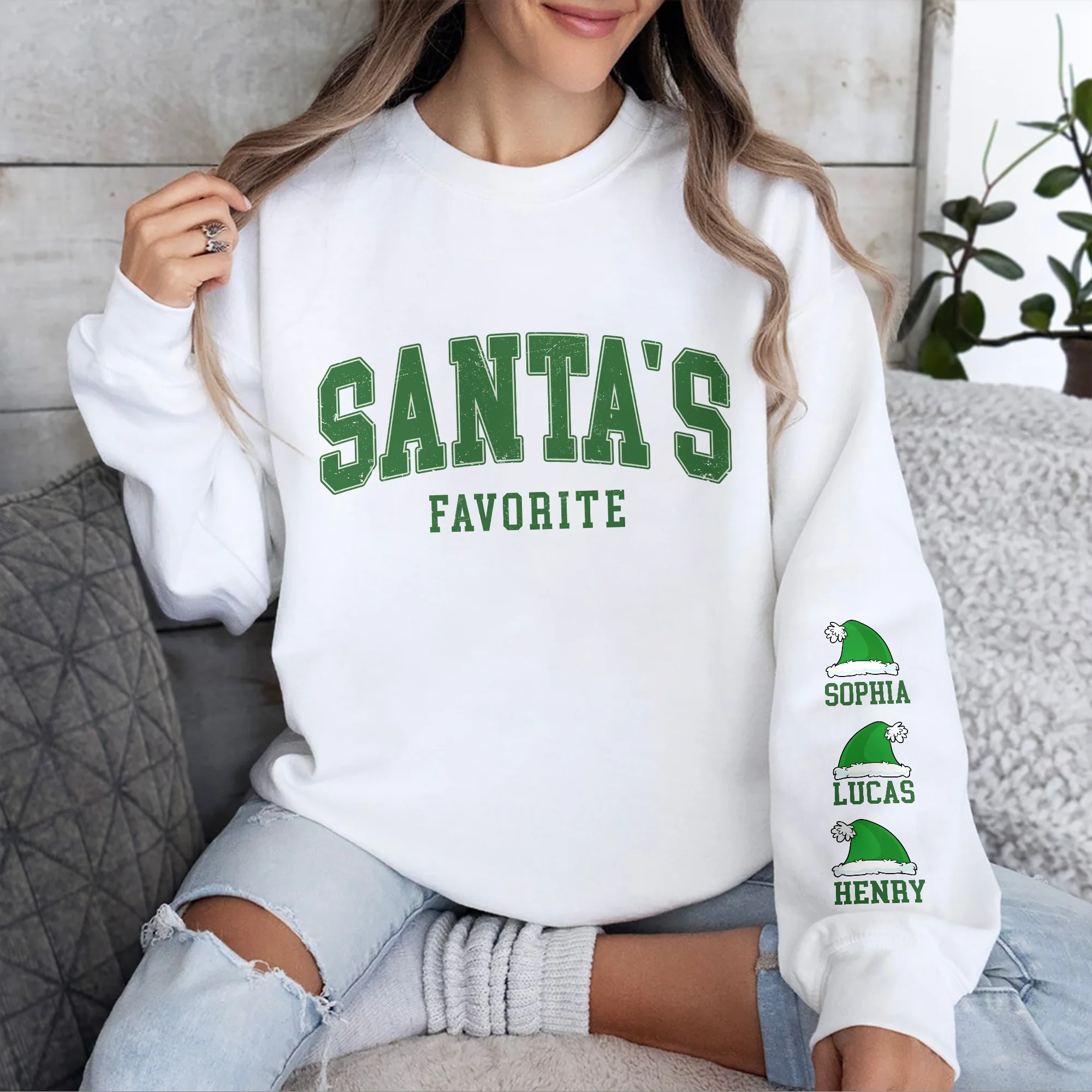 Personalized Santa's Favorite Sleeve Printed Sweatshirt TH10 896523 - Image 3