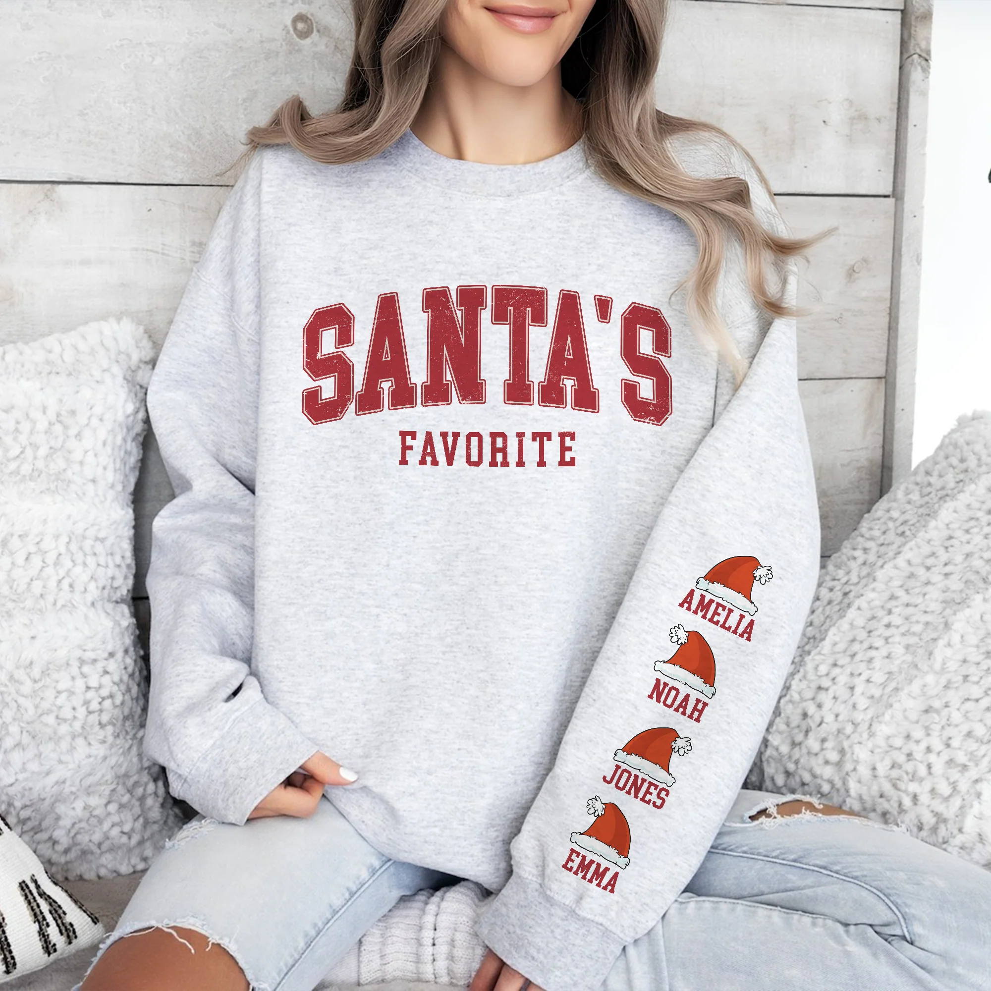 Personalized Santa's Favorite Sleeve Printed Sweatshirt TH10 896523 - Image 4