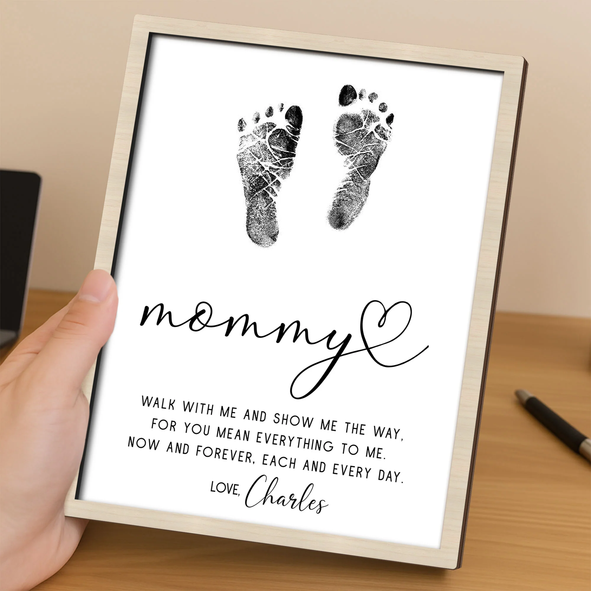 Personalized Walk With Me 2-Layered Wooden Plaque With Stand, Happy Mother's Day TH10 898915 - Image 3