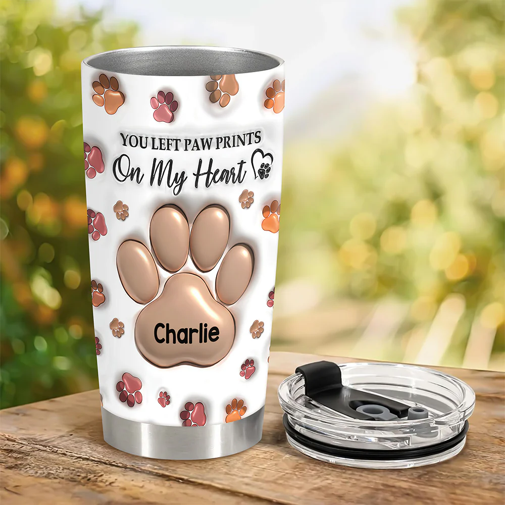 Personalized You Left Paw Prints On My Heart Fat Tumbler TH10 169283 - Image 2