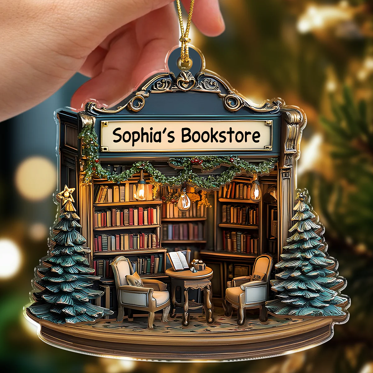 Personalized Your Bookstore Christmas Acrylic Ornament TH10 896605 - Image 3