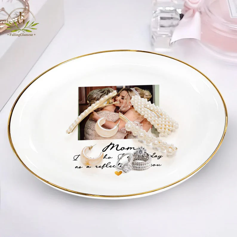Photo Gifts for Mom Wedding Day, Custom Photo Wedding Ring Dish, Mother Of The Bride Jewelry Dish, Custom Jewelry Tray for Mom TH10 898955 - Image 13
