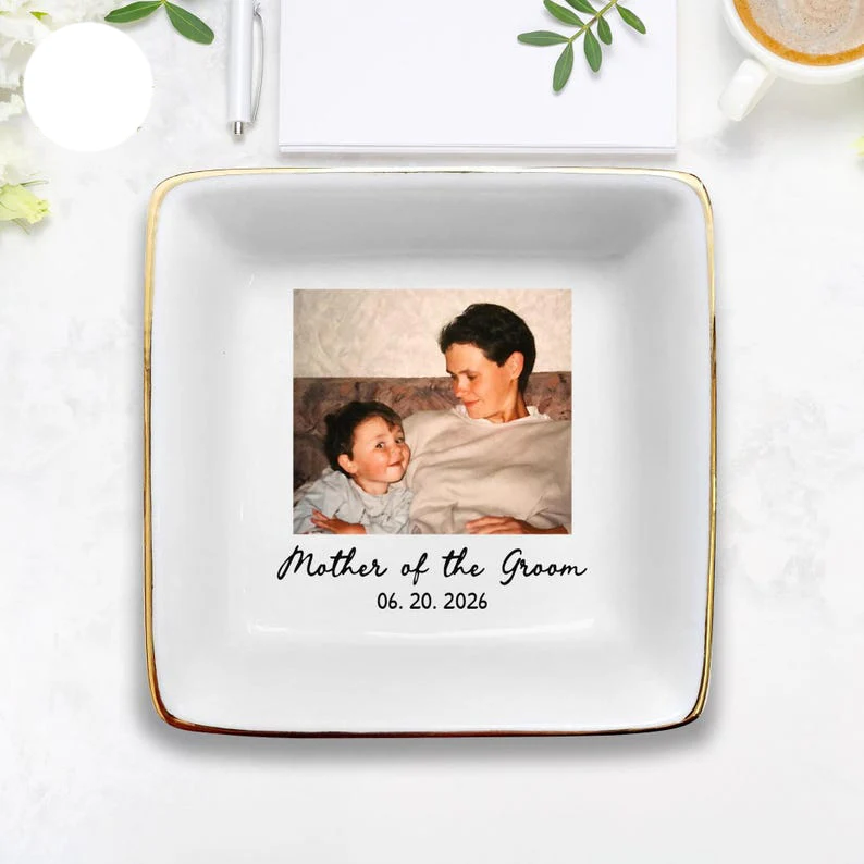 Photo Gifts for Mom Wedding Day, Custom Photo Wedding Ring Dish, Mother Of The Bride Jewelry Dish, Custom Jewelry Tray for Mom TH10 898955 - Image 8