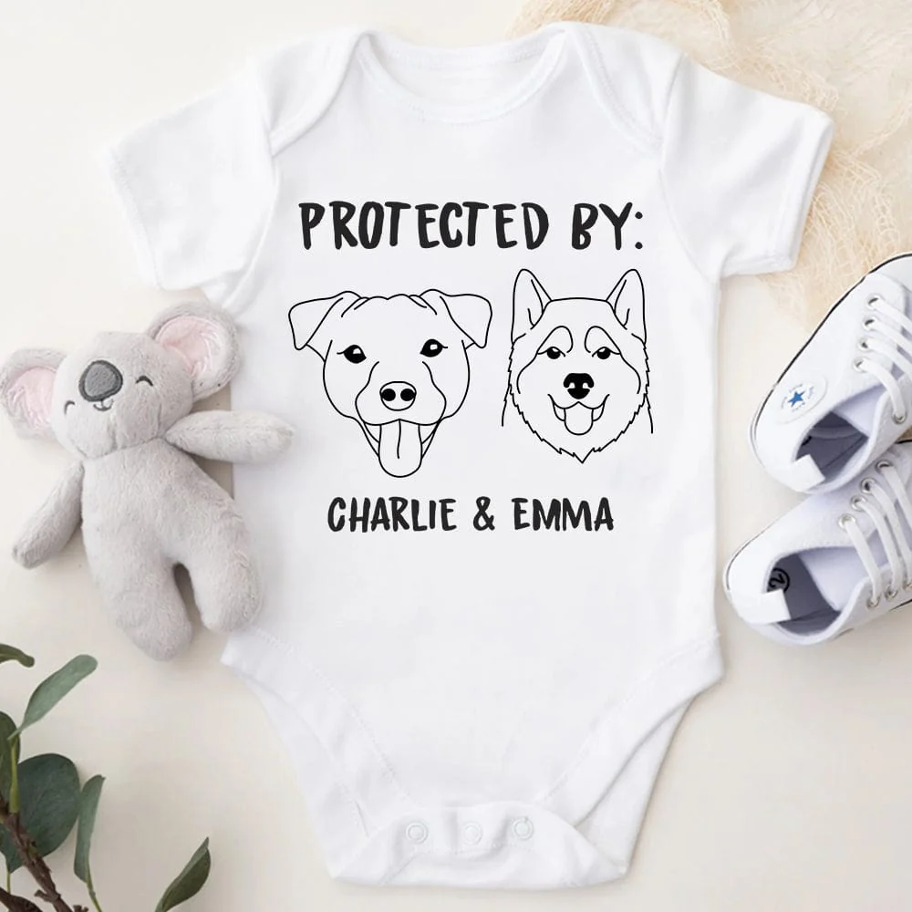 Protected By Dog Baby Onesie Baby Shirt Personalized Gift TA29 889659 - Image 3