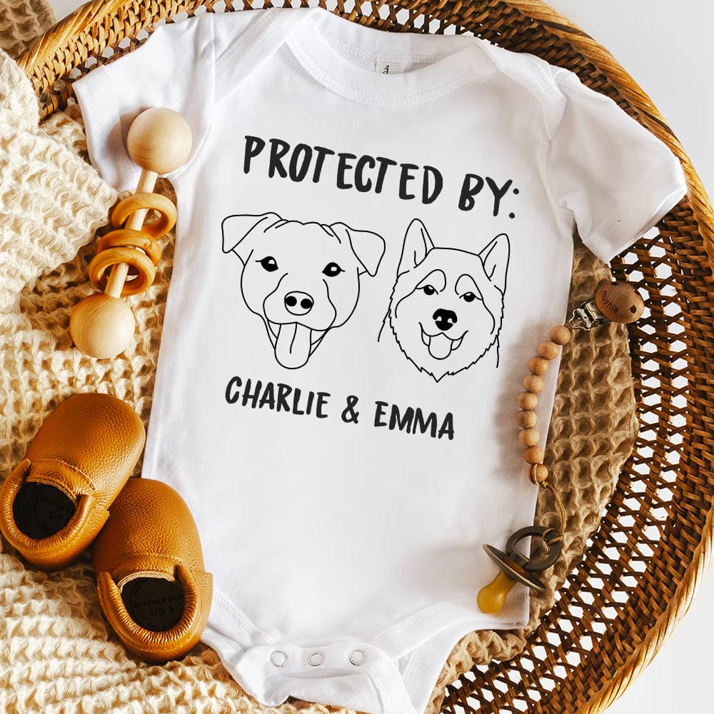 Protected By Dog Baby Onesie Baby Shirt Personalized Gift TA29 889659 - Image 4