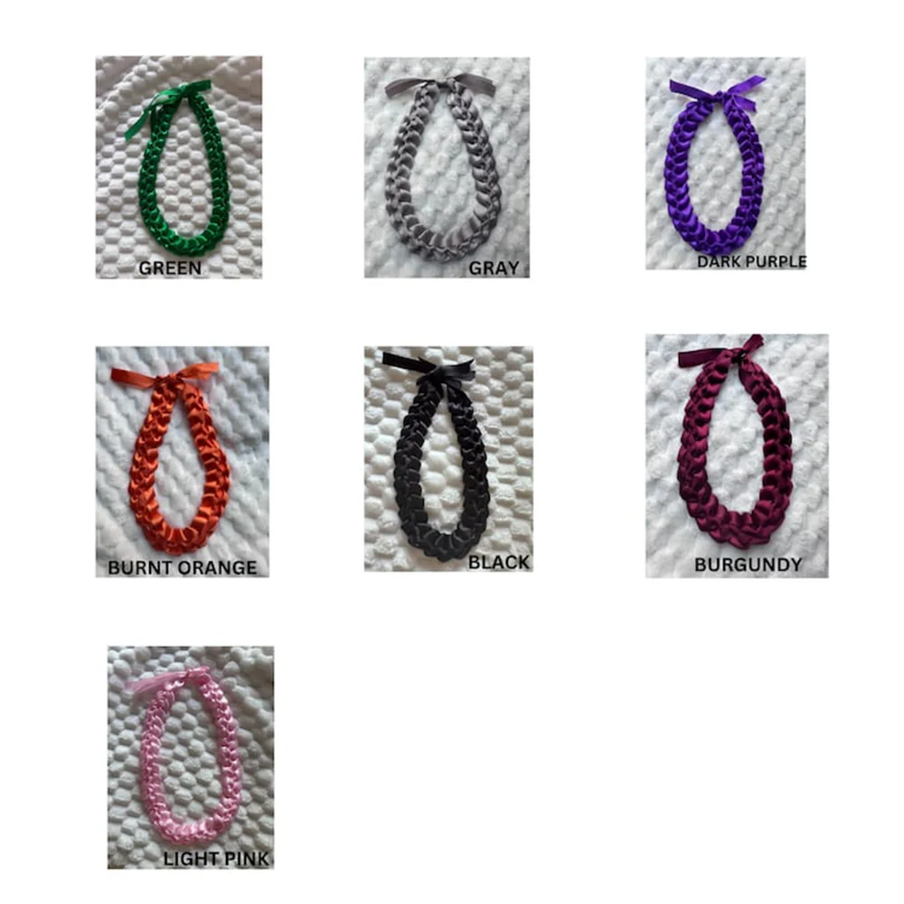 Satin Ribbon Graduation Lei with Flowers, Braided Ribbo, Gift For Graduates TH10 169101 - Image 3