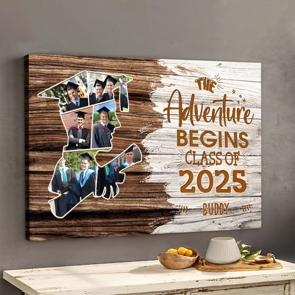 The Adventure Begins Canvas Upload Photo, Graduation Gift 890355