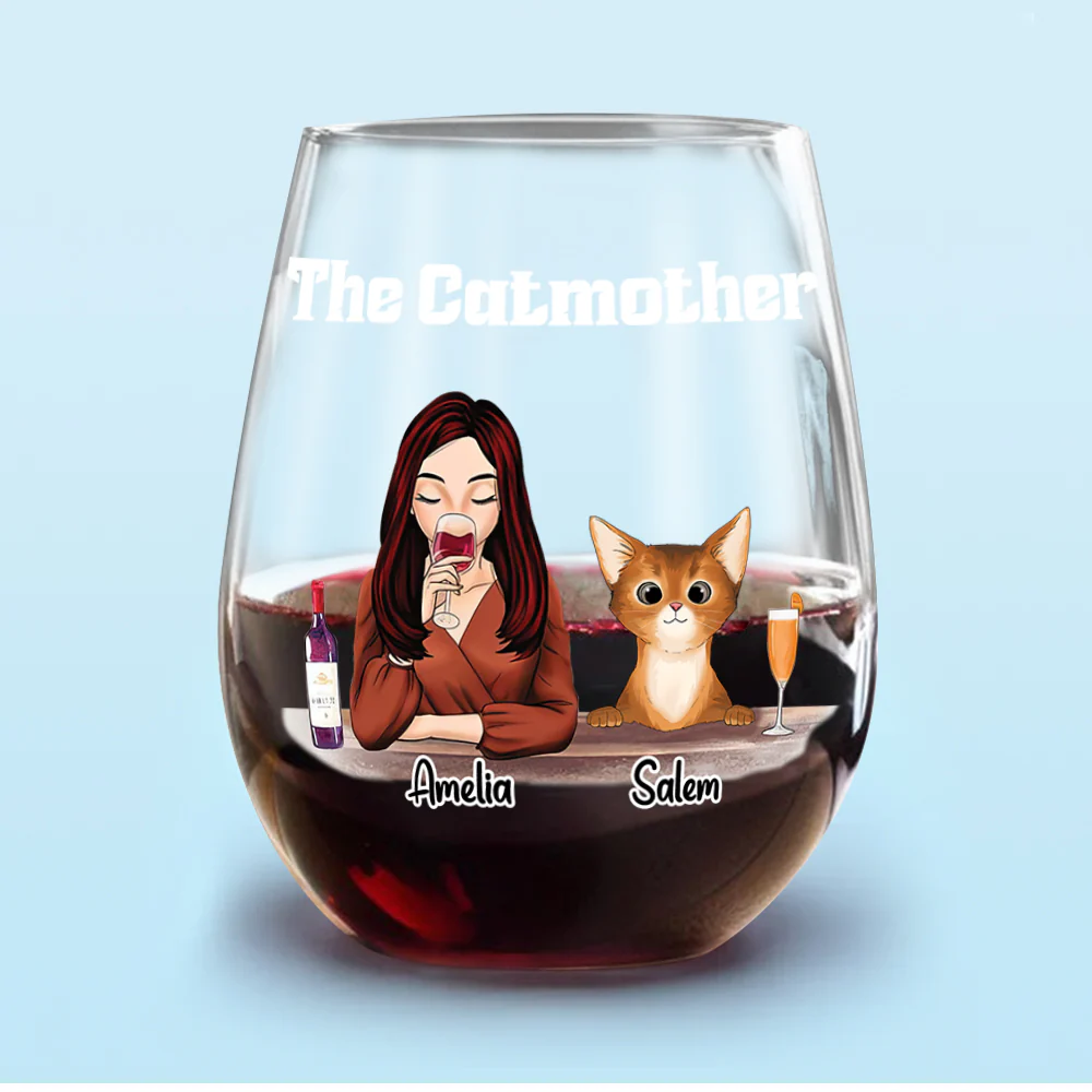 The Catmother For Cat Lover Wine Glass TH10 892811 - Image 5