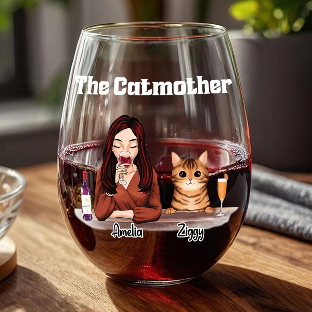 The Catmother For Cat Lover Wine Glass TH10 892811 - Image 6