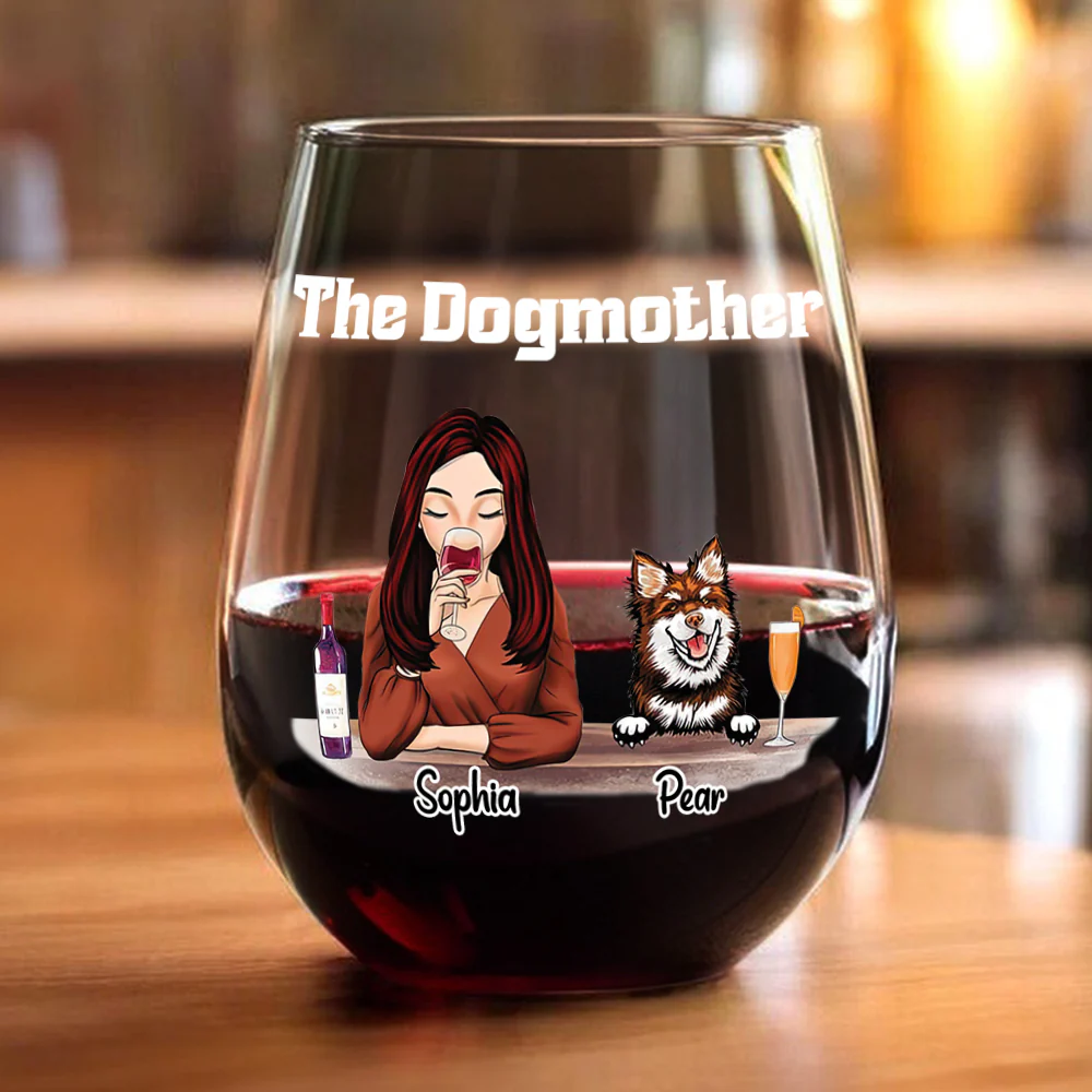 The Dogmother For Dog Lover Wine Glass TH10 892807 - Image 2