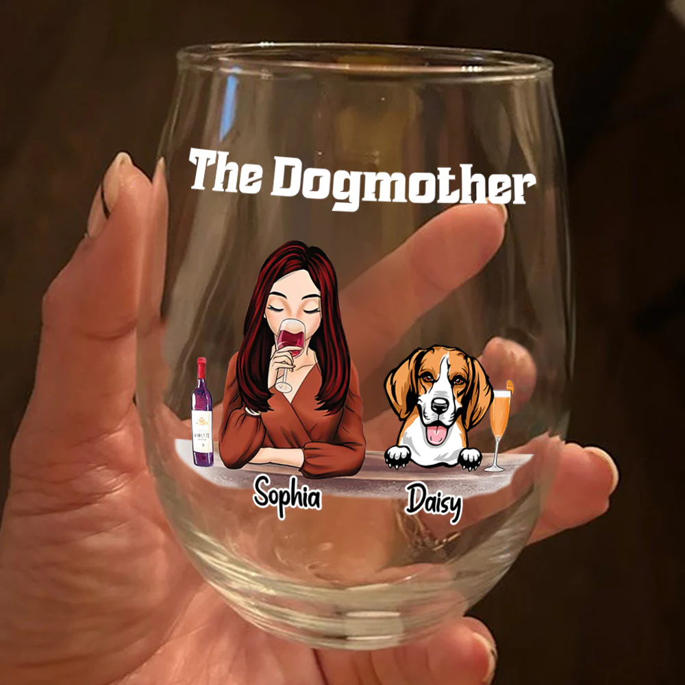The Dogmother For Dog Lover Wine Glass TH10 892807 - Image 3