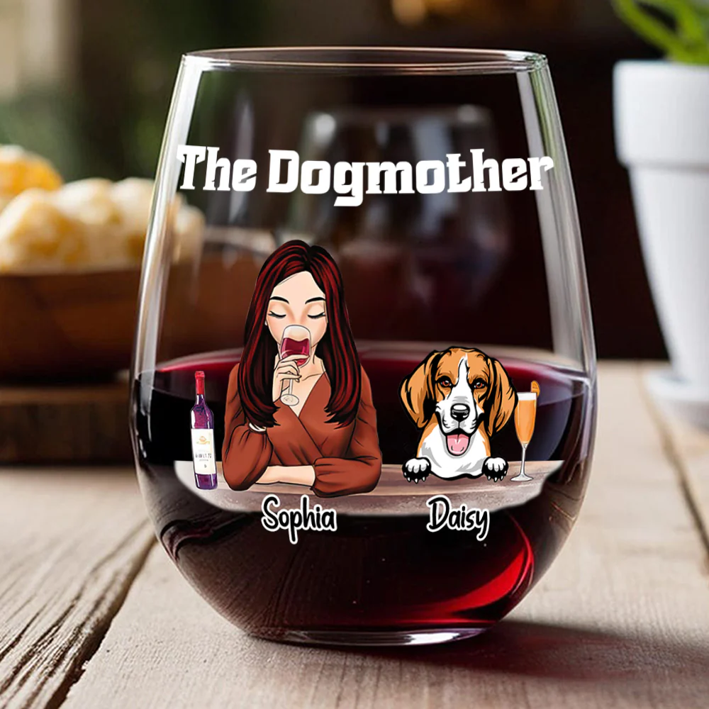 The Dogmother For Dog Lover Wine Glass TH10 892807 - Image 5