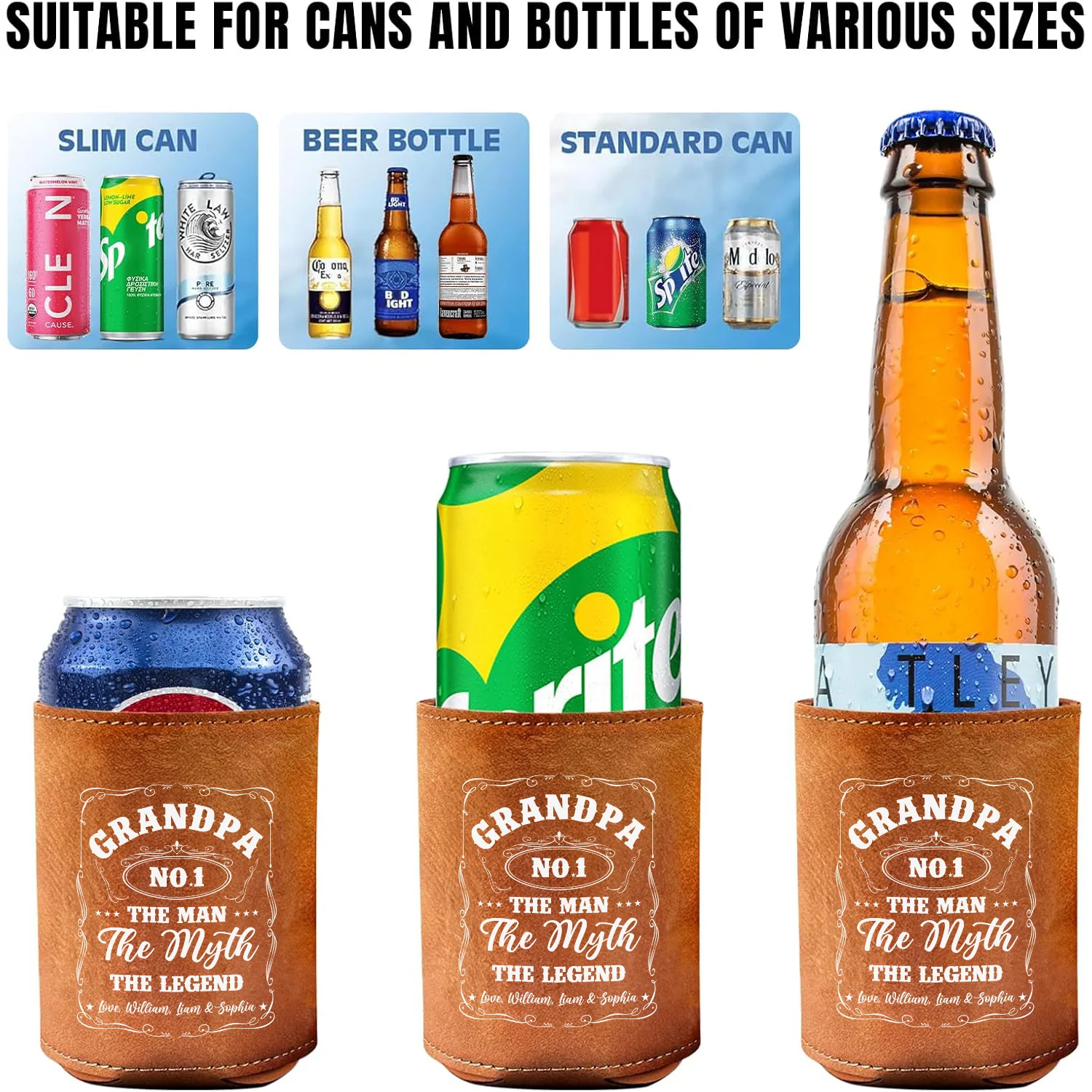 The Man The Myth The Legend Leather Can Cooler Holder Gift For Dad TH10 894091 - Image 5