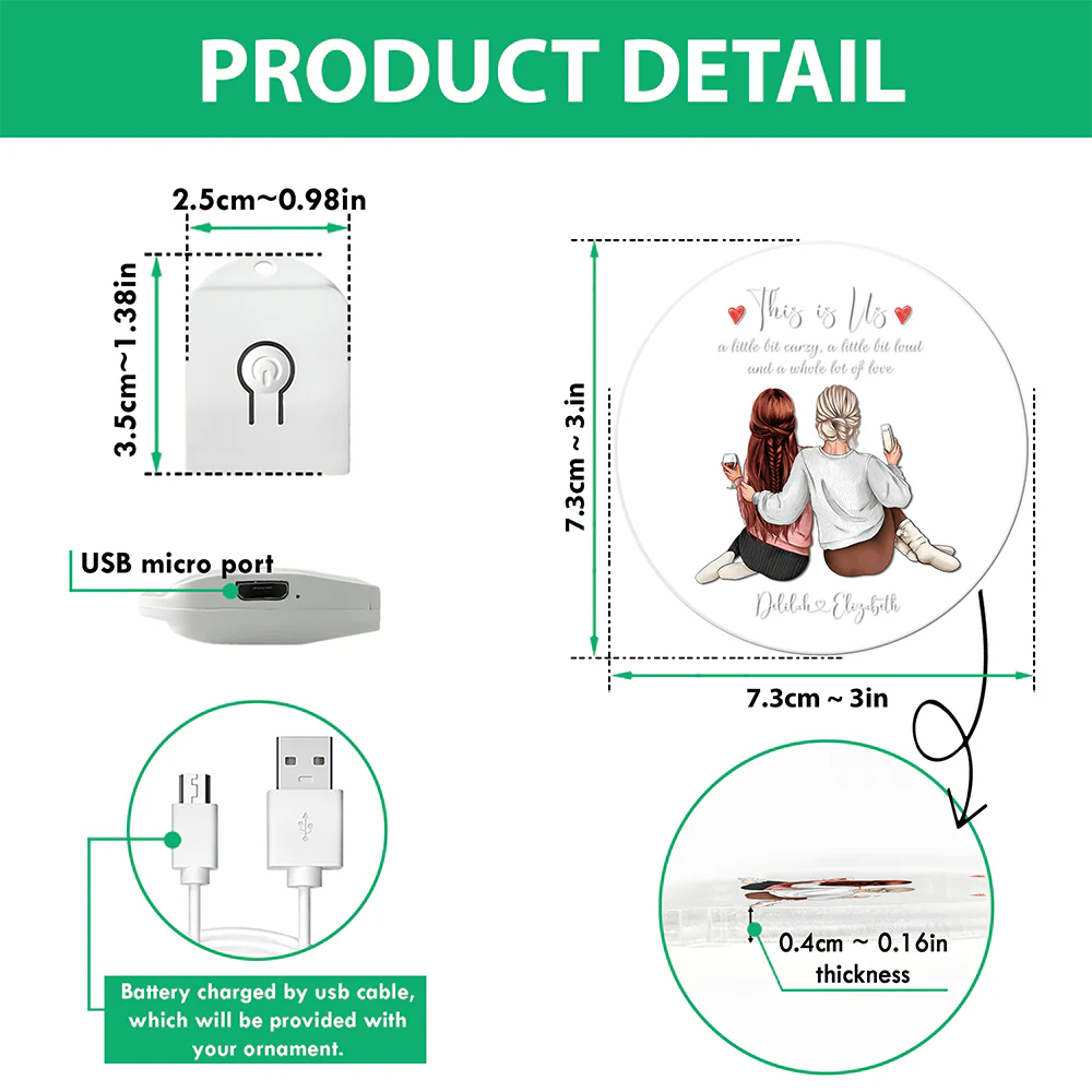 This Is Us A Little Bit Crazy Best Friends Acrylic LED Ornament Personalized Gift TH10 892151 - Image 5