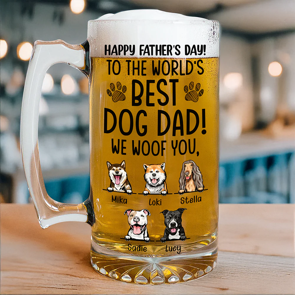 To The World Best Dog Dad Happy Father's Day Glass Beer Mug TH10 892575 - Image 5