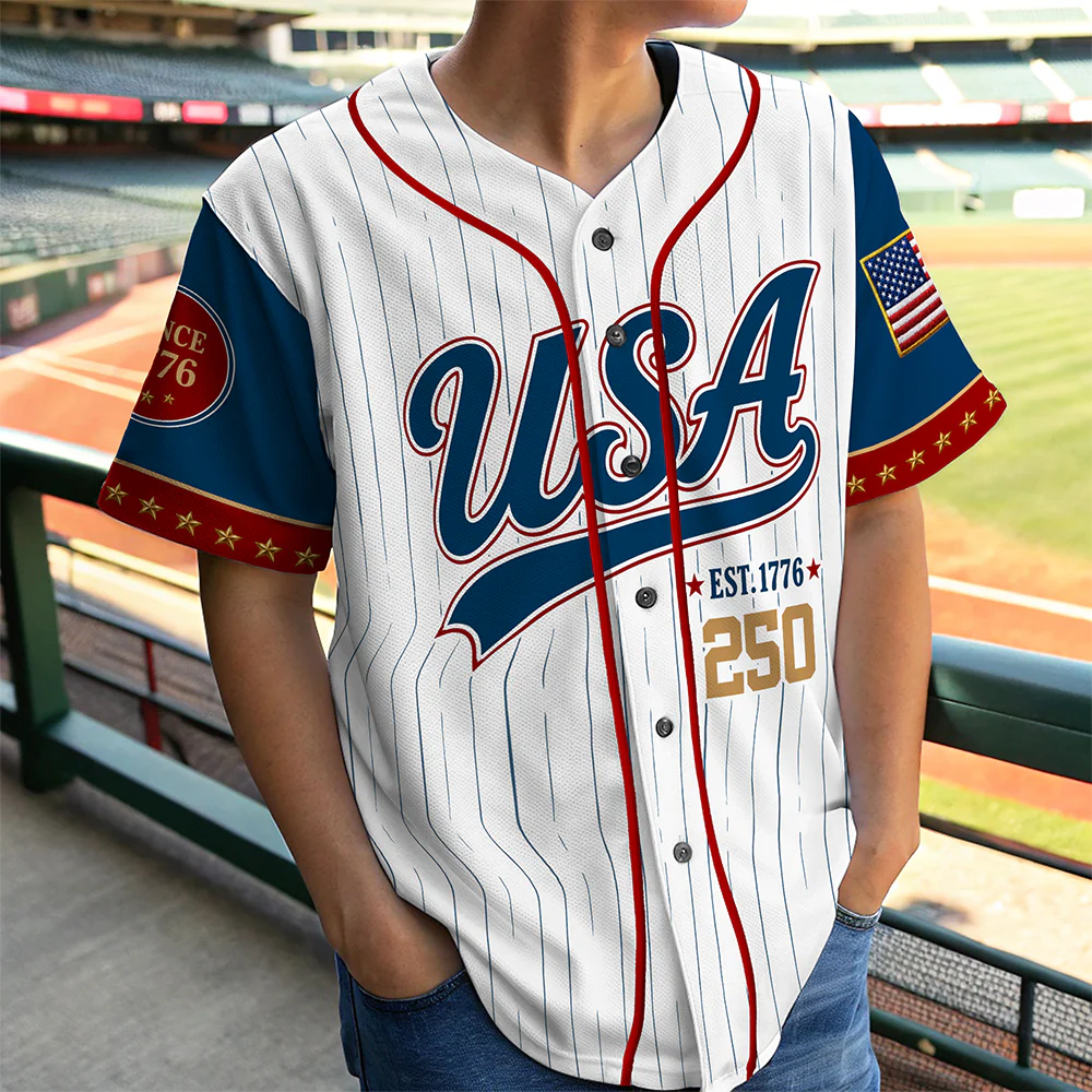 USA 250 Anniversary Baseball Jersey Shirt TH10 170169 - Image 4