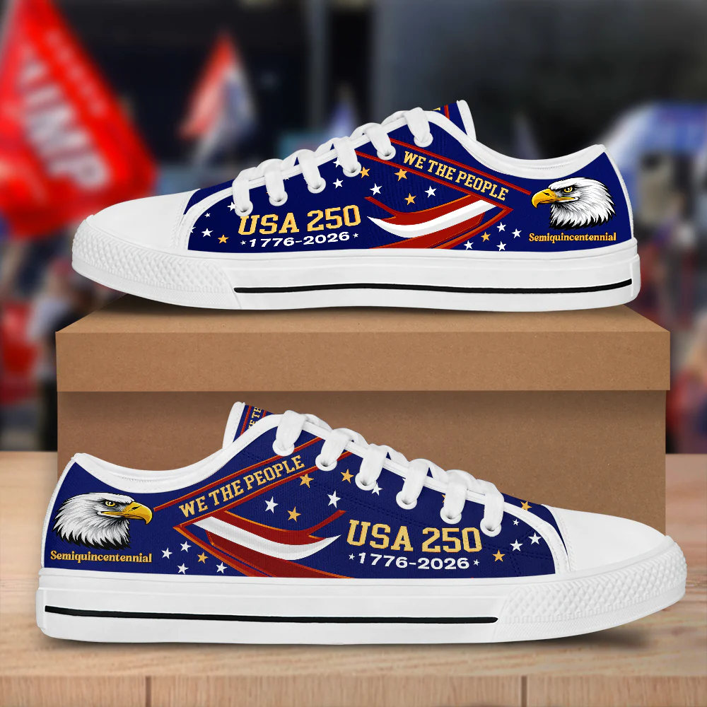 USA 250th Anniversary Patriotic Red, White & Blue with American Eagle Semiquincentennial 1776-2026 Canvas Shoes TH10 169301 - Image 3