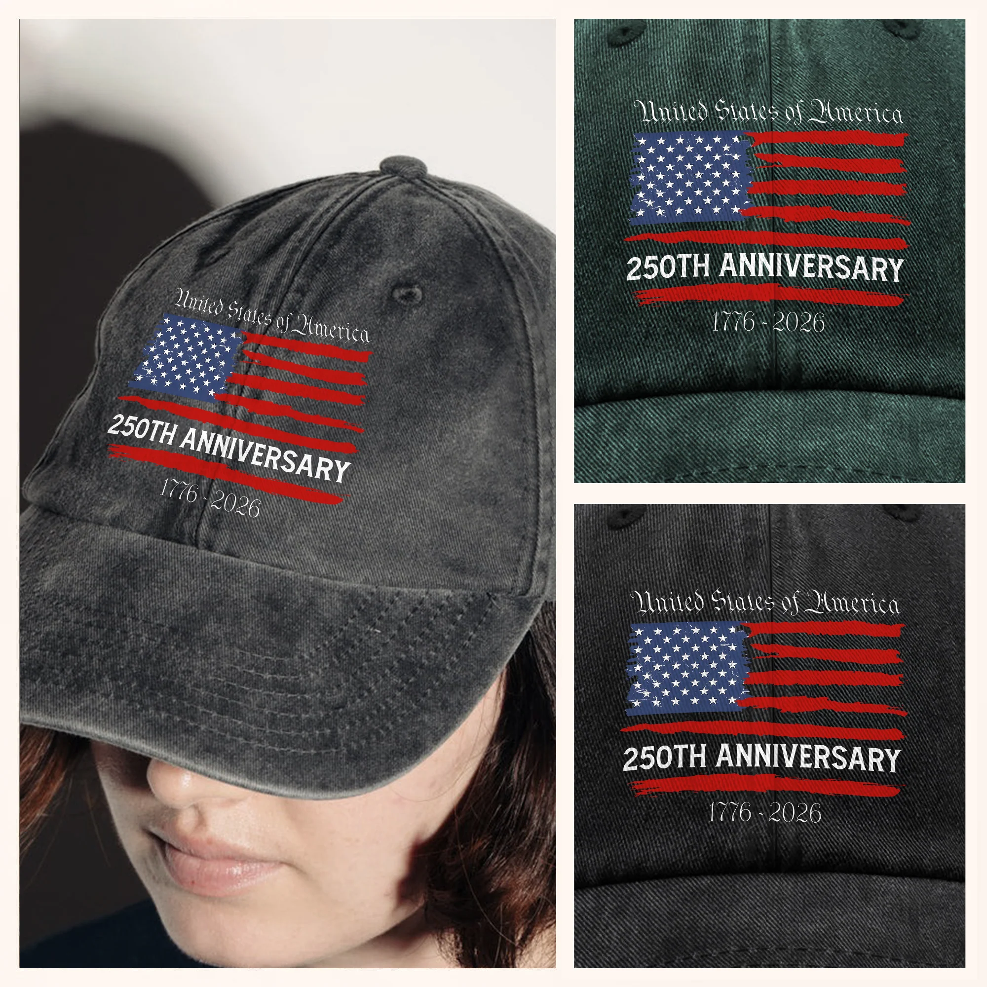 USA 250th Anniversary Washed Denim Baseball Cap TH10 898315 - Image 5