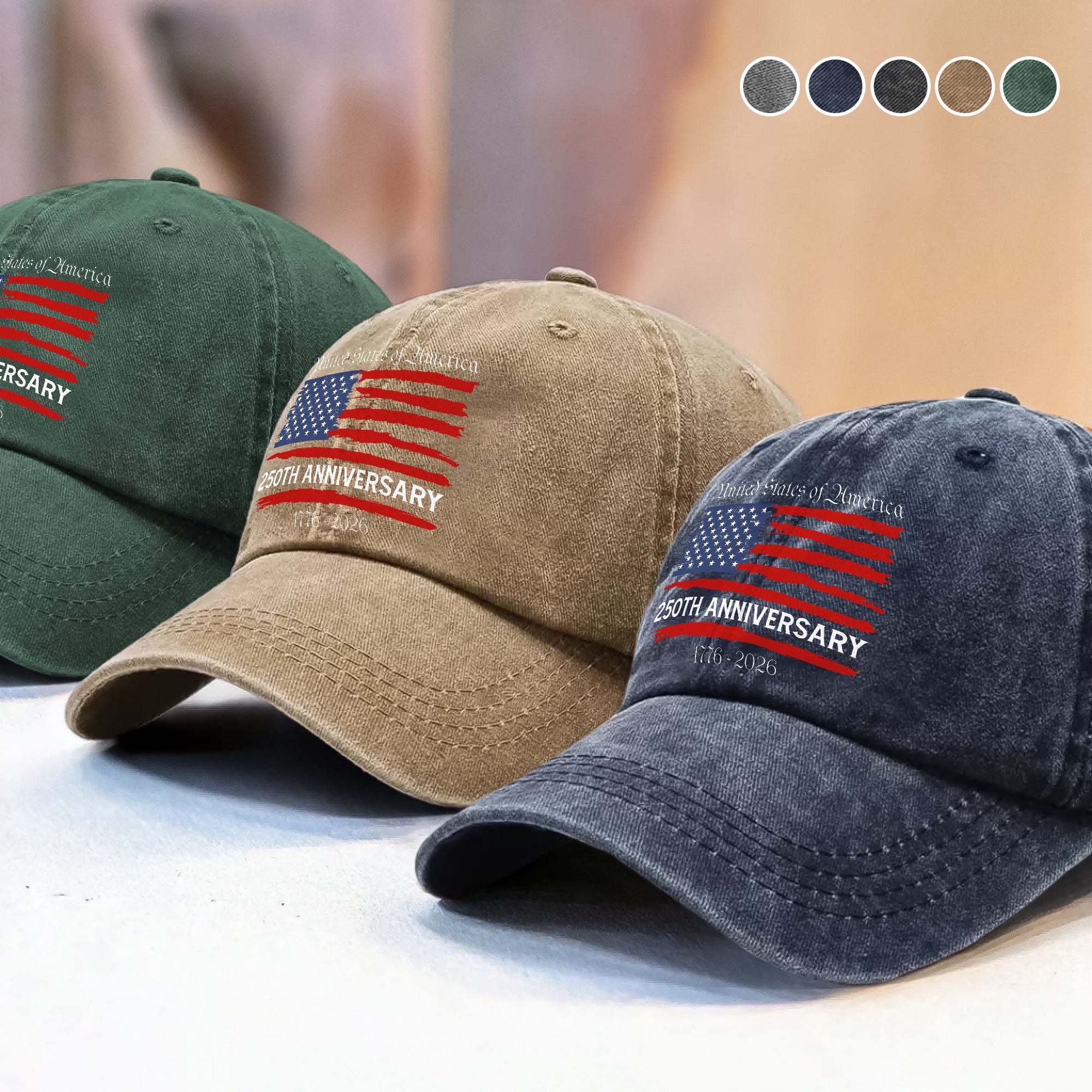 USA 250th Anniversary Washed Denim Baseball Cap TH10 898315 - Image 6