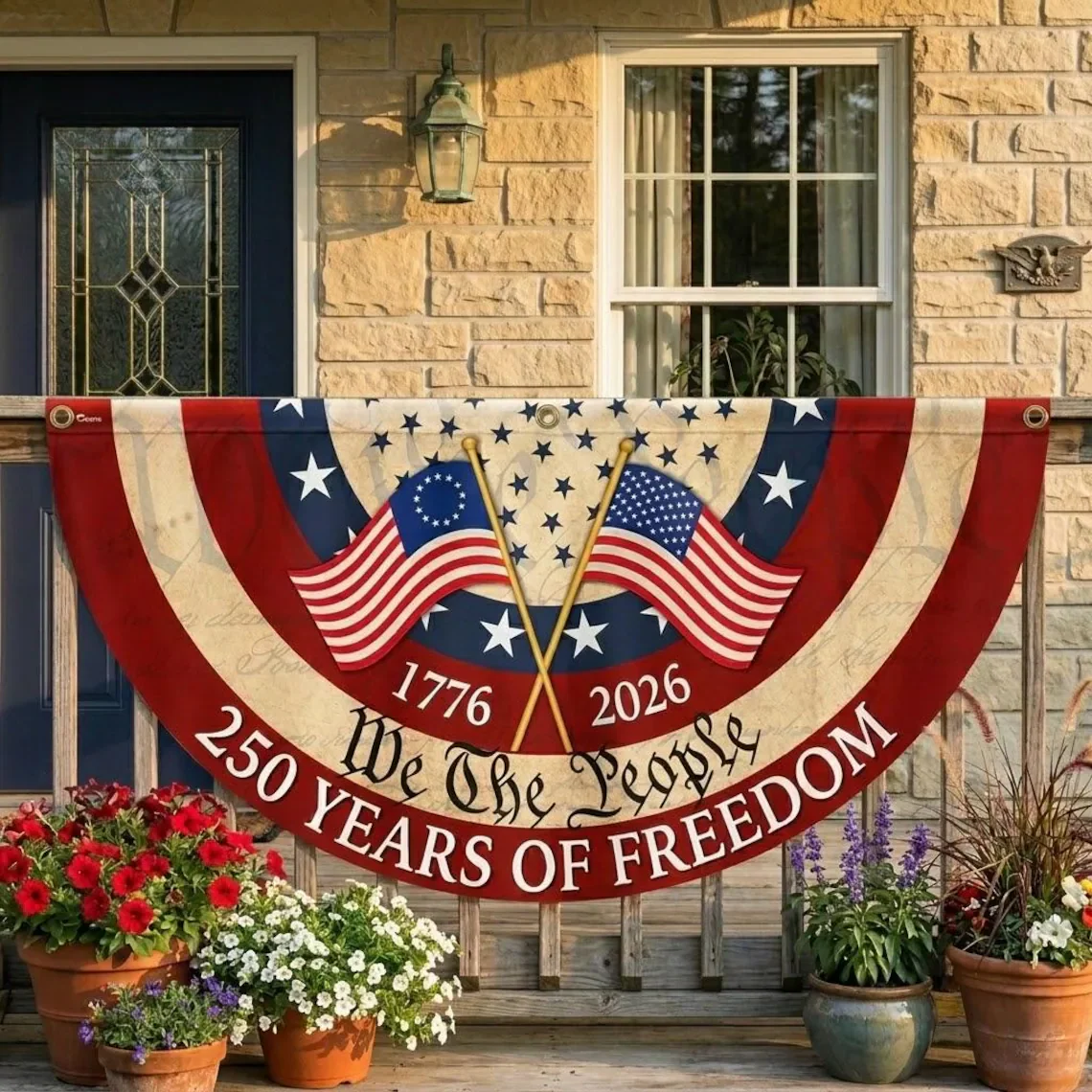 We The People 250 Years Of Freedom 1776-2026 Non-Pleated Fan Flag TH10 169977 - Image 2
