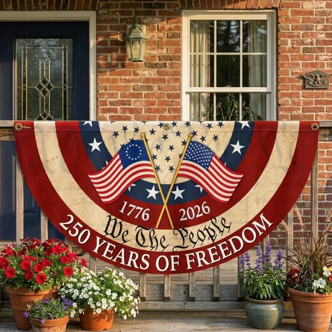 We The People 250 Years Of Freedom 1776-2026 Non-Pleated Fan Flag TH10 169977 - Image 3