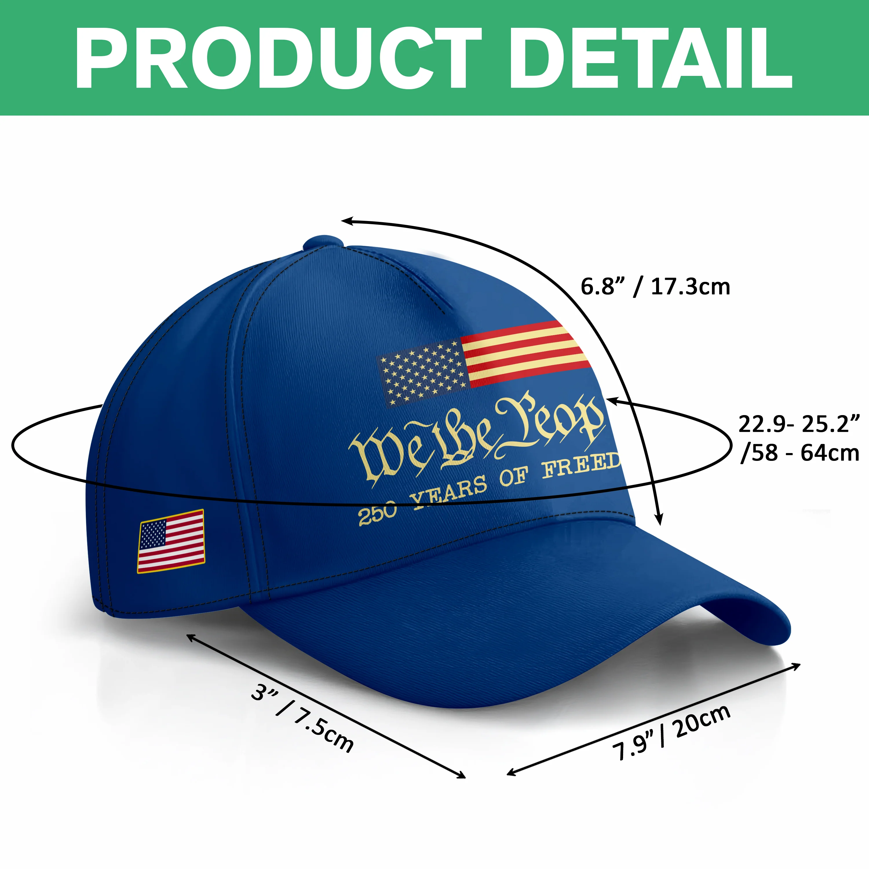 We The People 250 Years Of Freedom AOP Cap TH10 896831 - Image 6